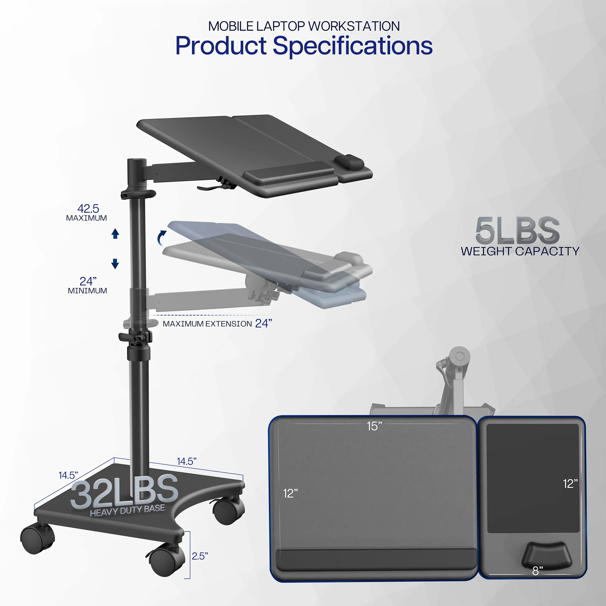 Laptop Cart with Extension Arm - Image 3