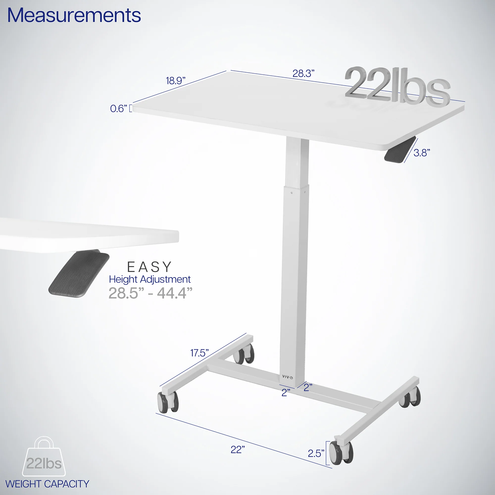 White 28" Pneumatic Mobile Workstation - Image 3