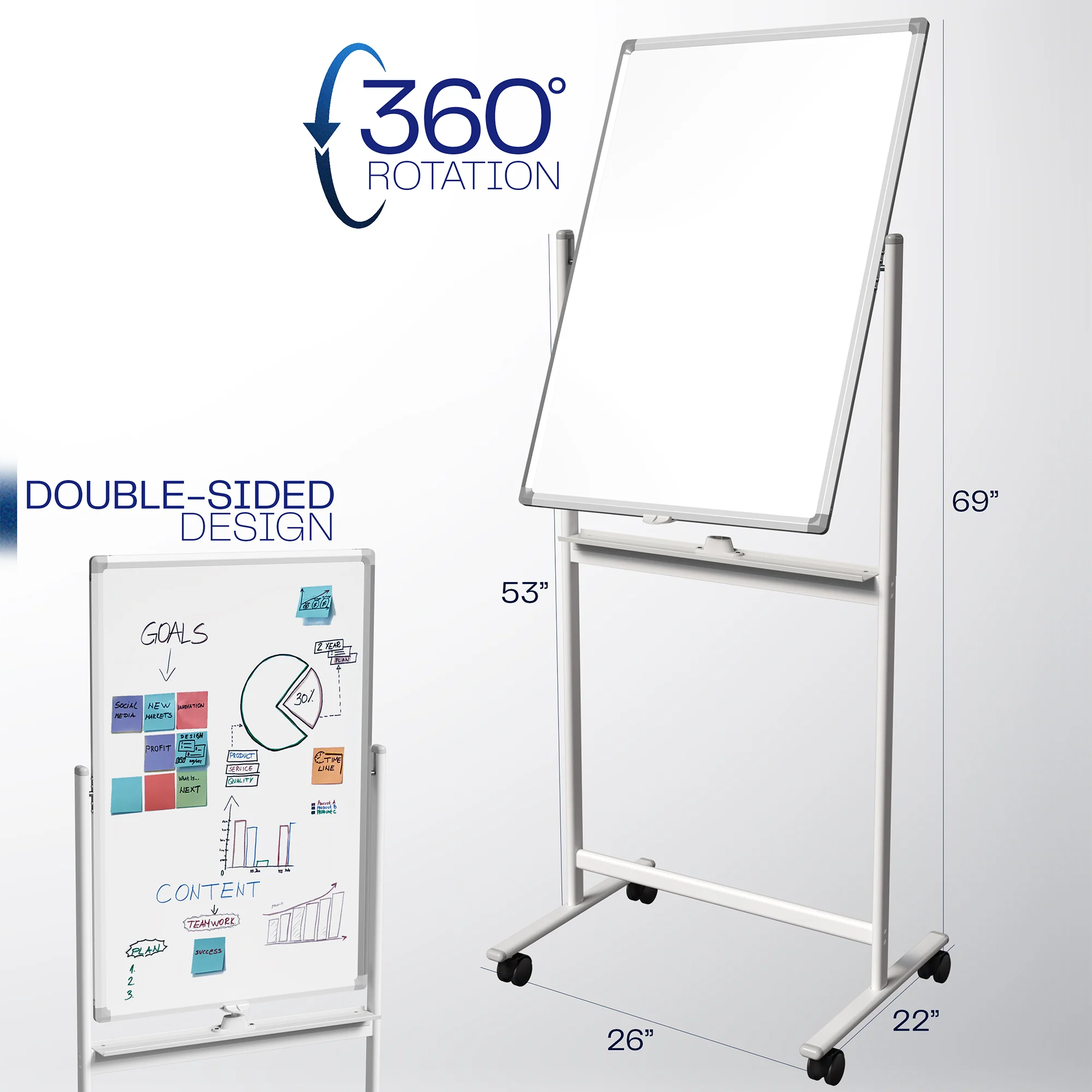 Mobile Double Sided Whiteboard - Image 4