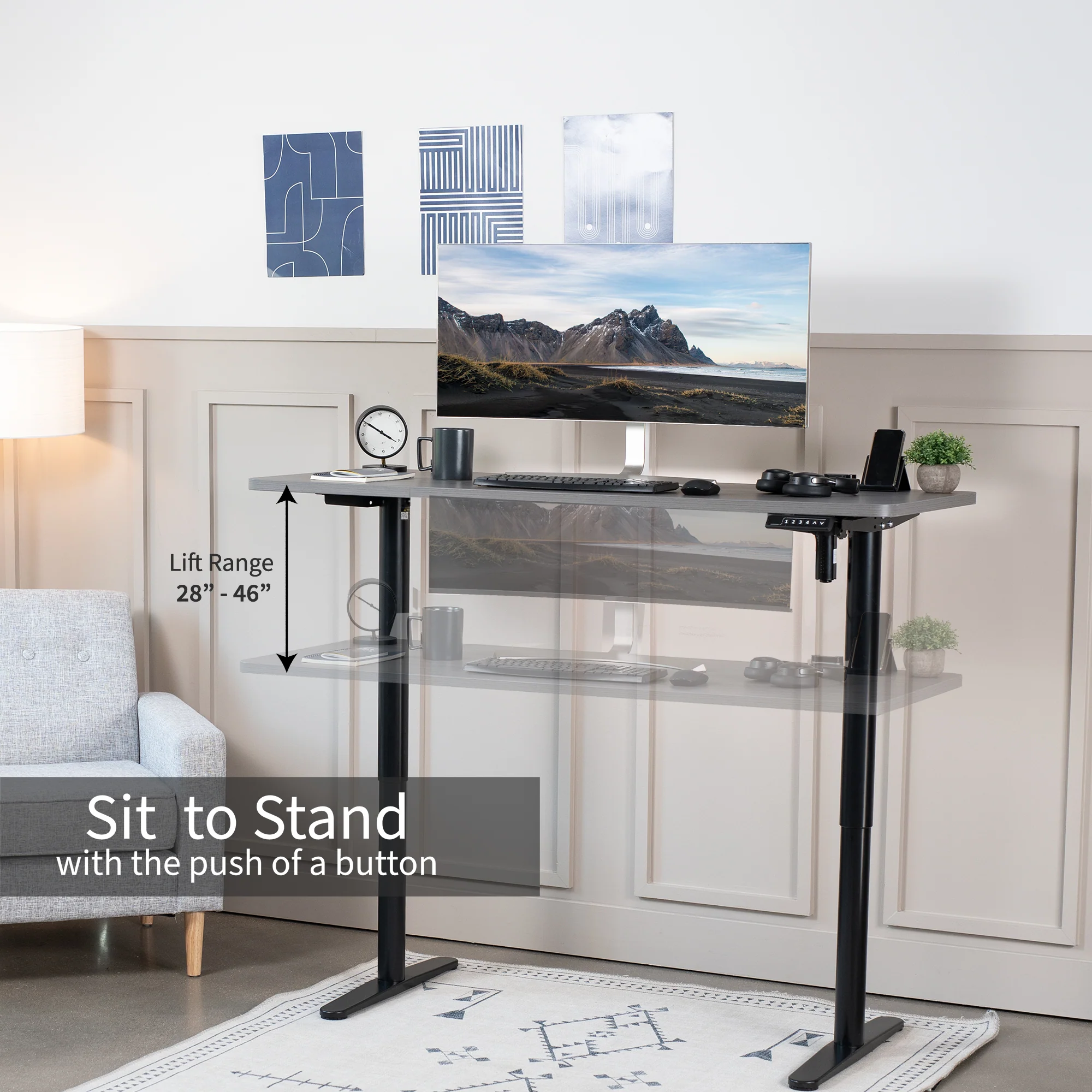 Compact Electric Single Motor Desk Frame with Memory Controller - Image 5