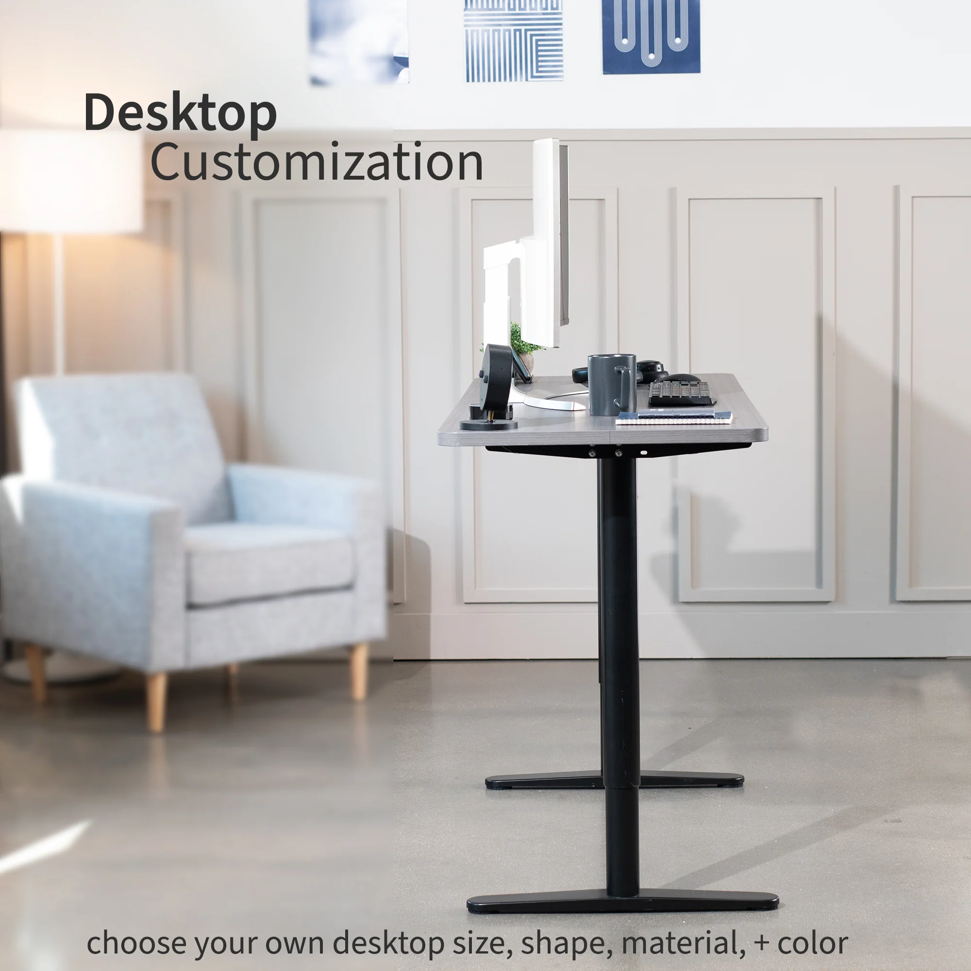 Compact Electric Single Motor Desk Frame with Memory Controller - Image 8