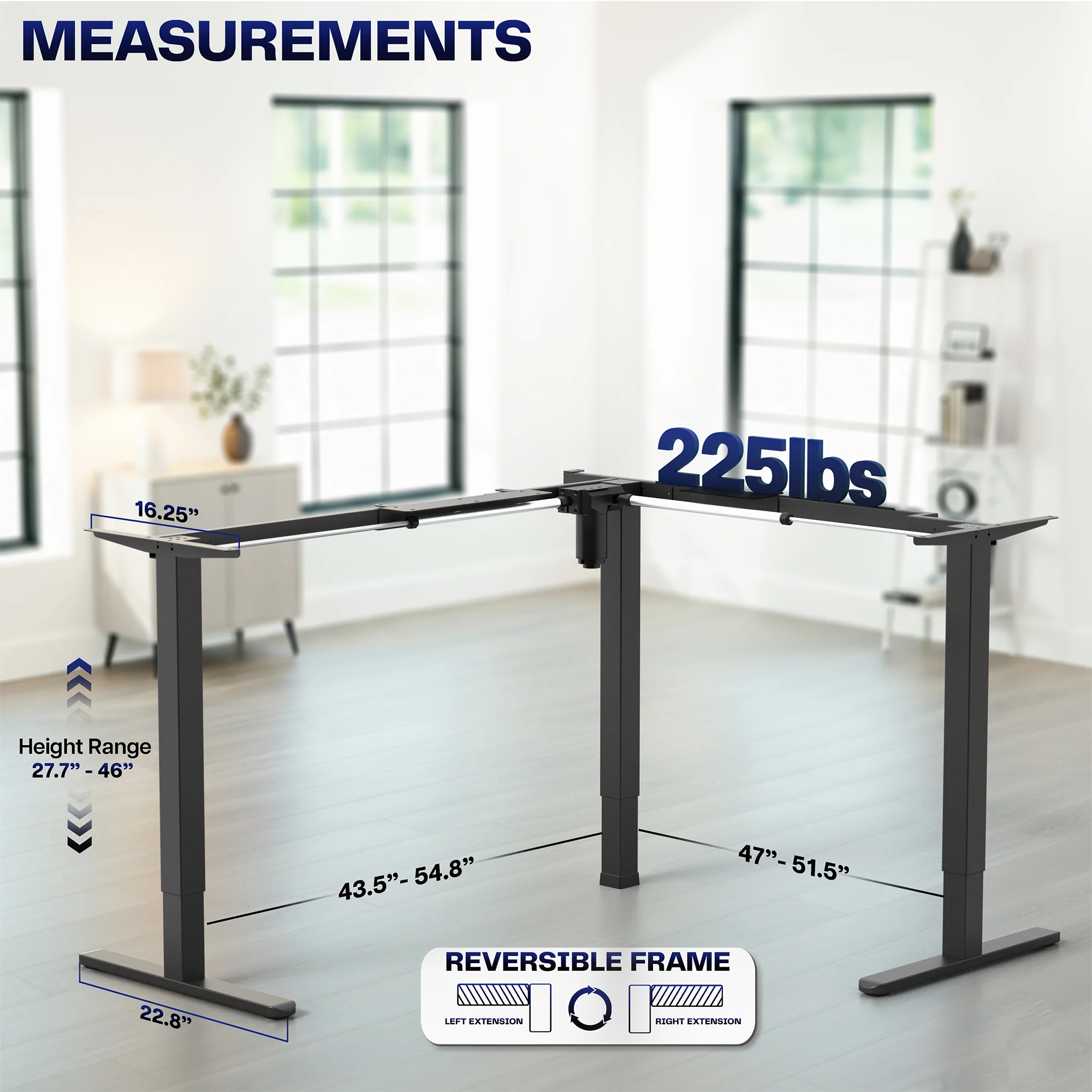 E3 Series - Corner Electric Single Motor Desk Frame - Image 16