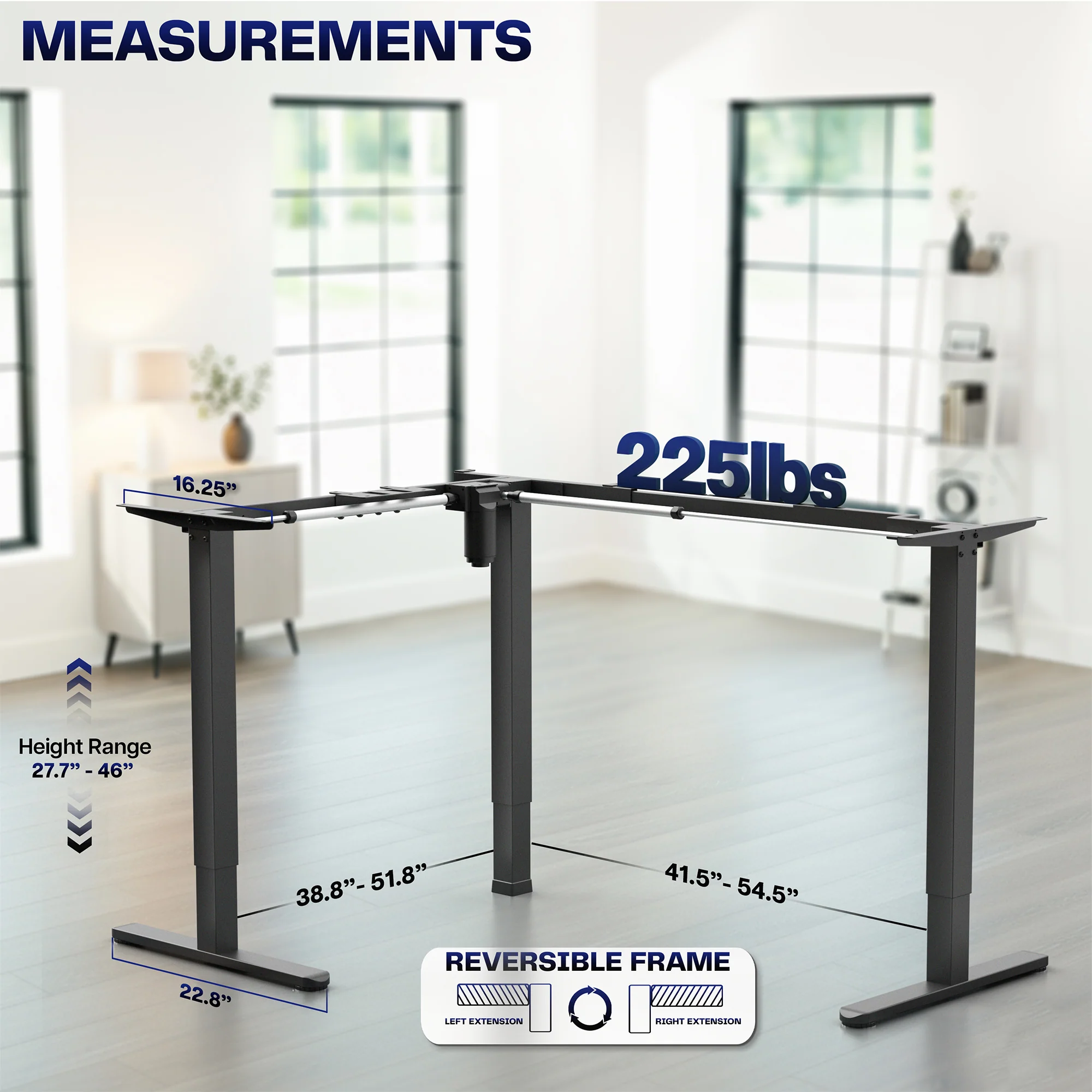 E3 Series - Corner Electric Single Motor Desk Frame - Image 5