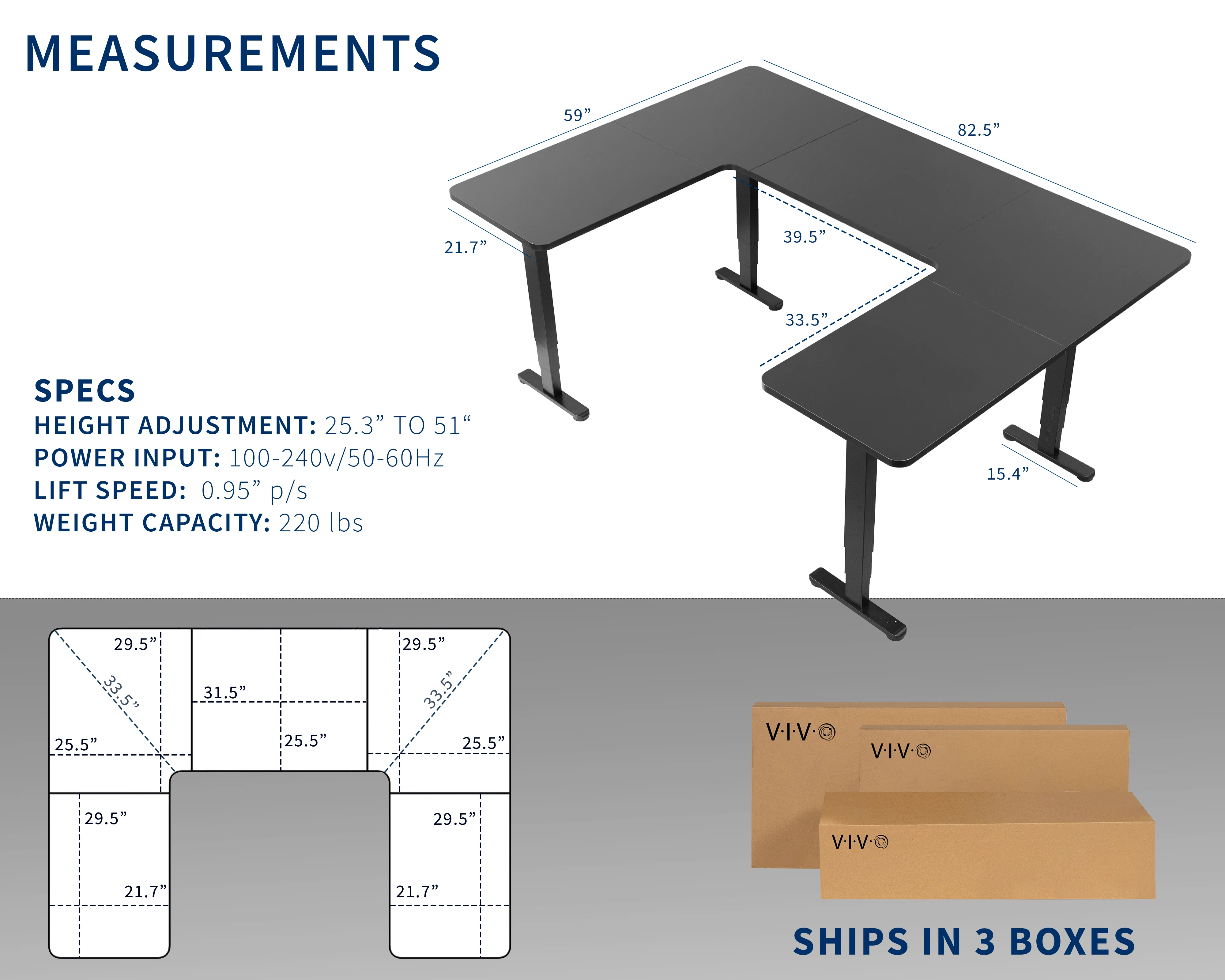U-Shaped 83" x 60" Dual Motor Electric Desk - Image 3