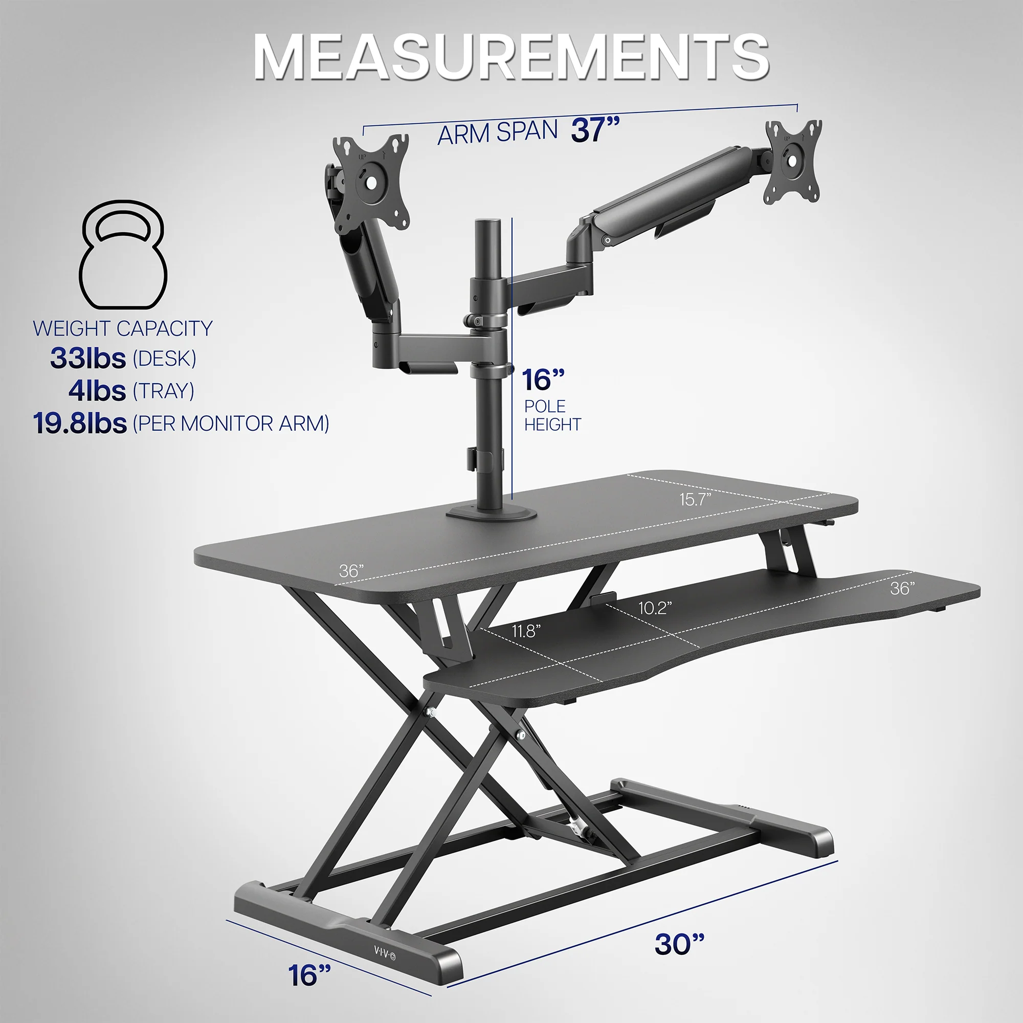 Desk Riser with Mechanical Dual Monitor Mount - Image 12