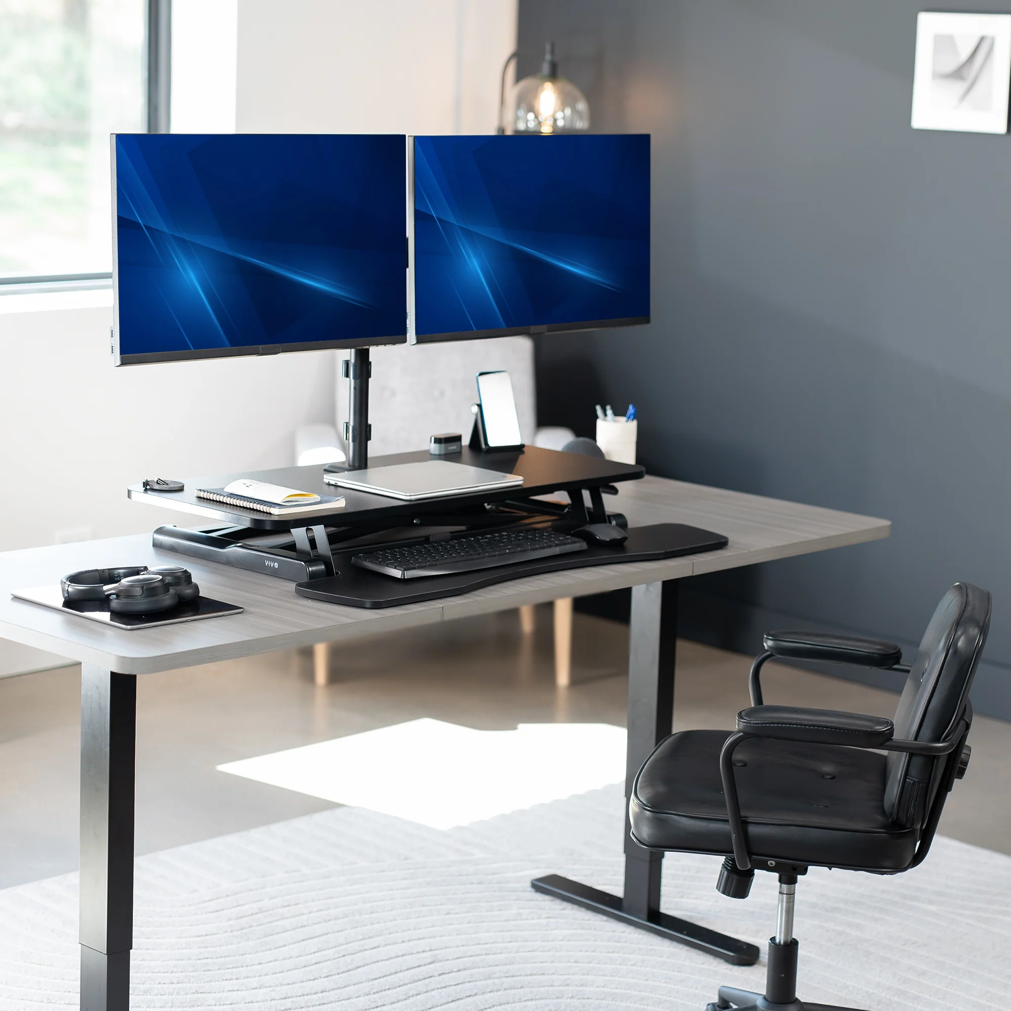 Desk Riser with Mechanical Dual Monitor Mount - Image 16
