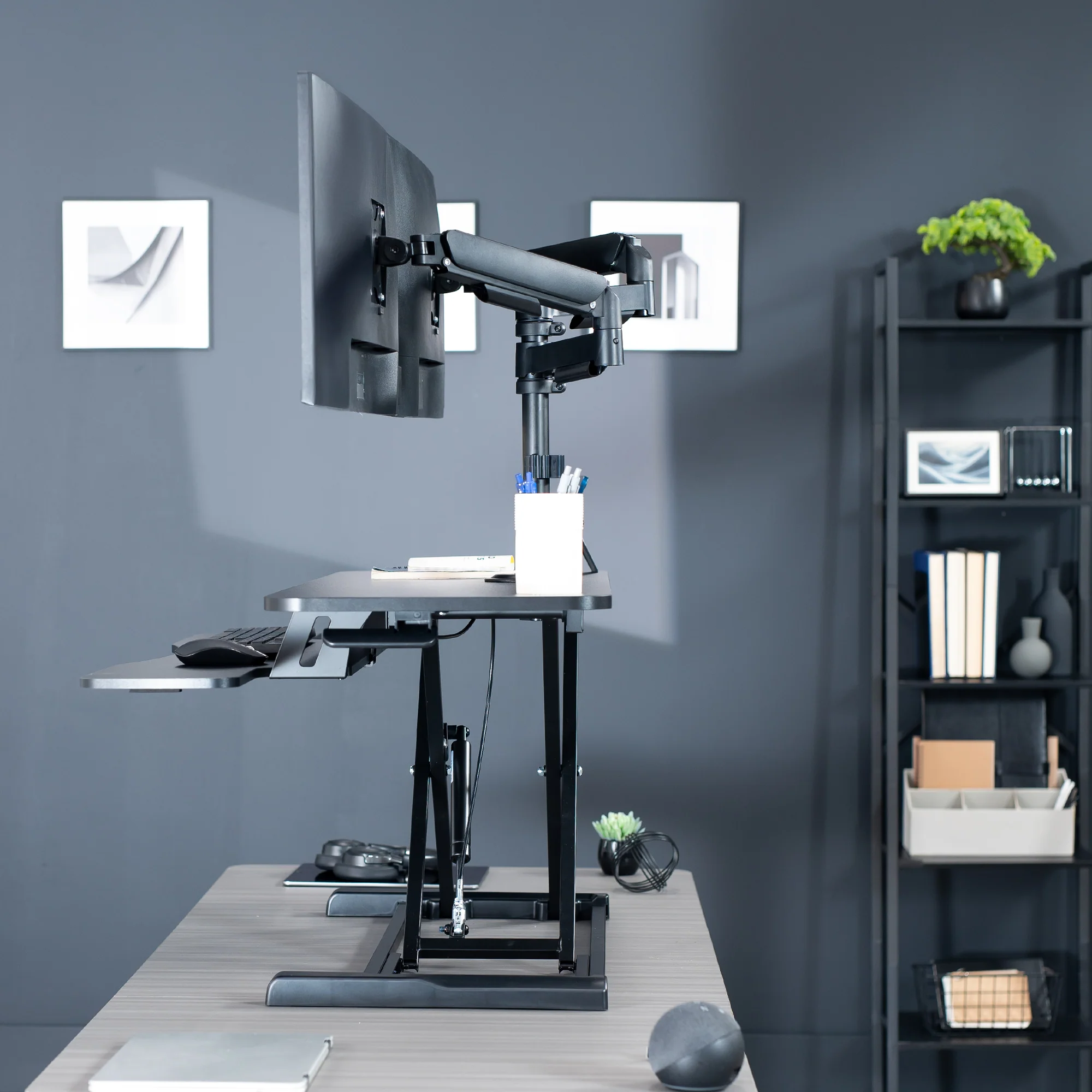 Desk Riser with Mechanical Dual Monitor Mount - Image 27