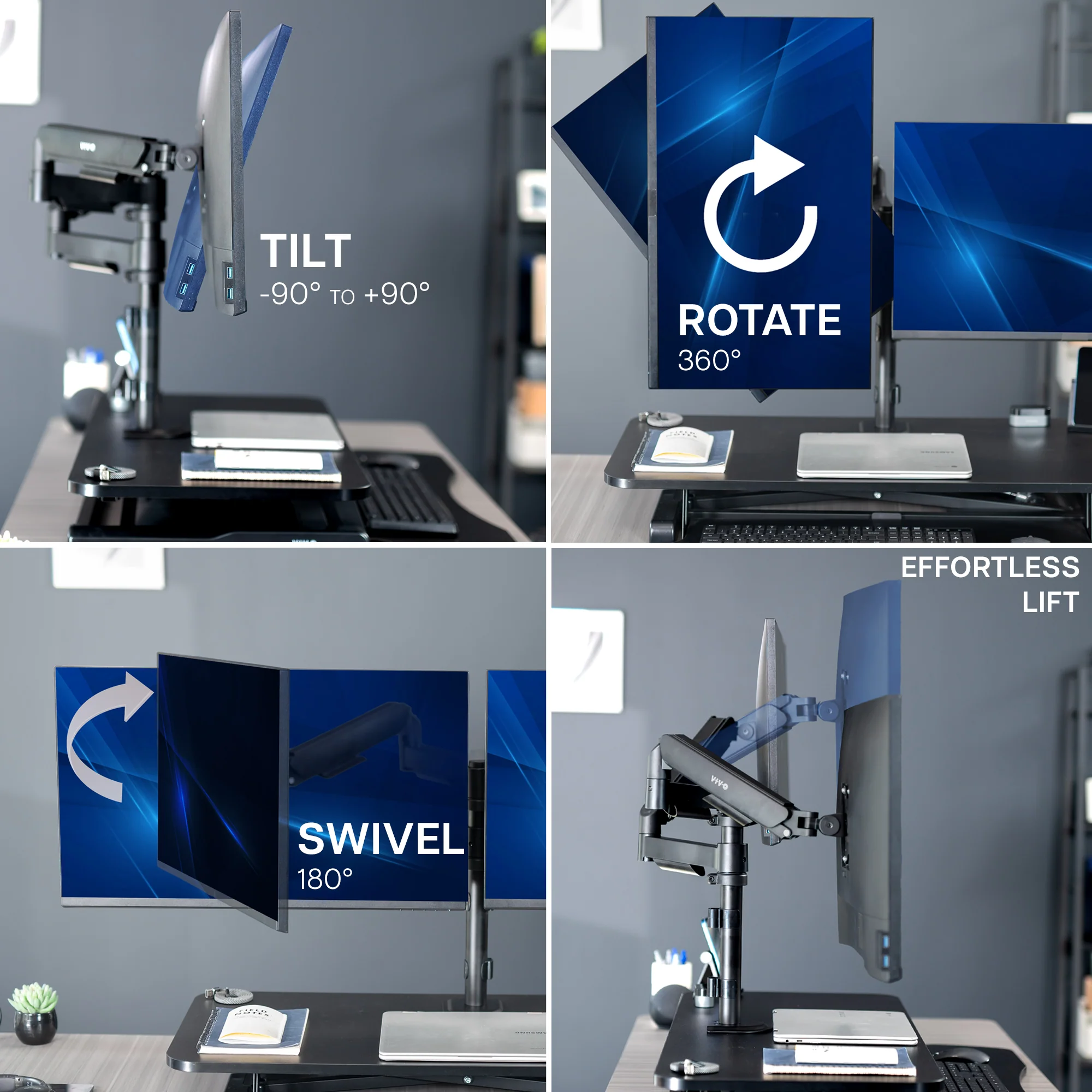 Desk Riser with Mechanical Dual Monitor Mount - Image 5