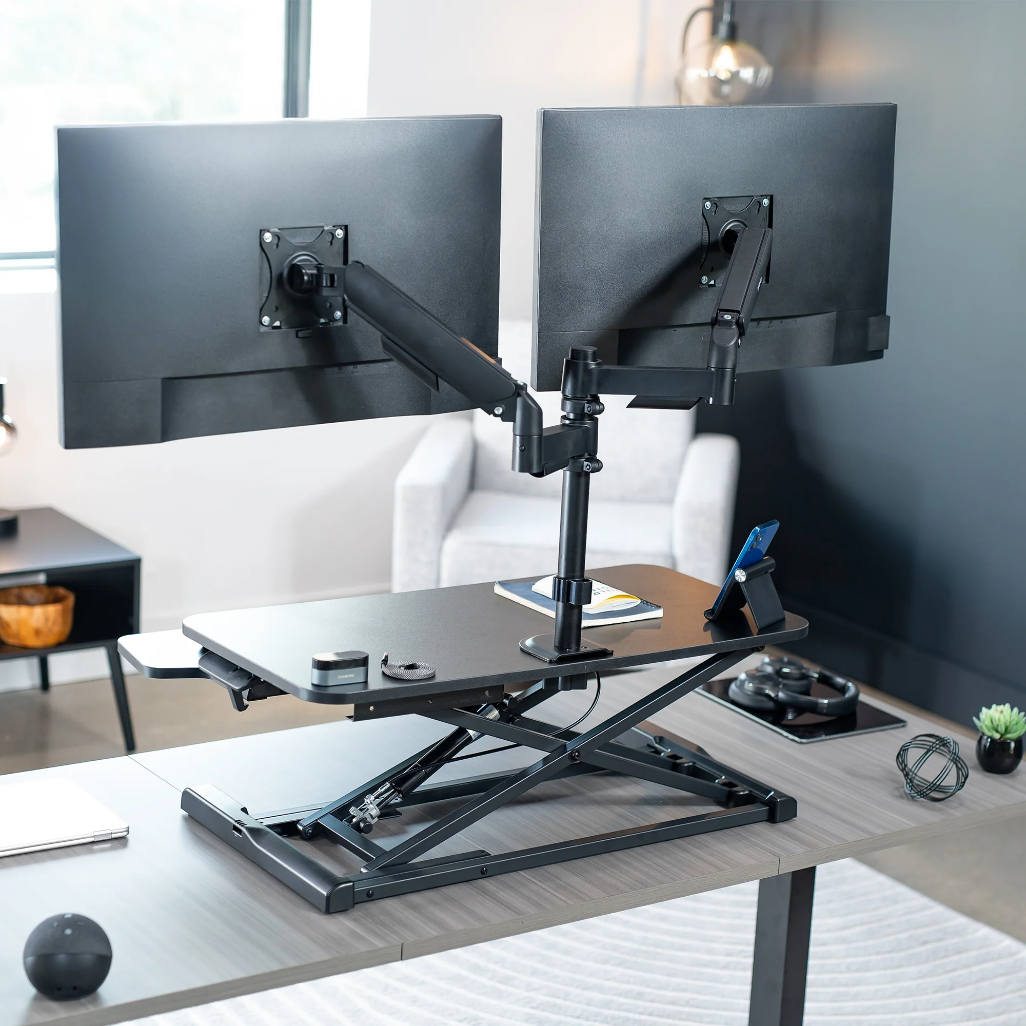 Desk Riser with Mechanical Dual Monitor Mount - Image 9