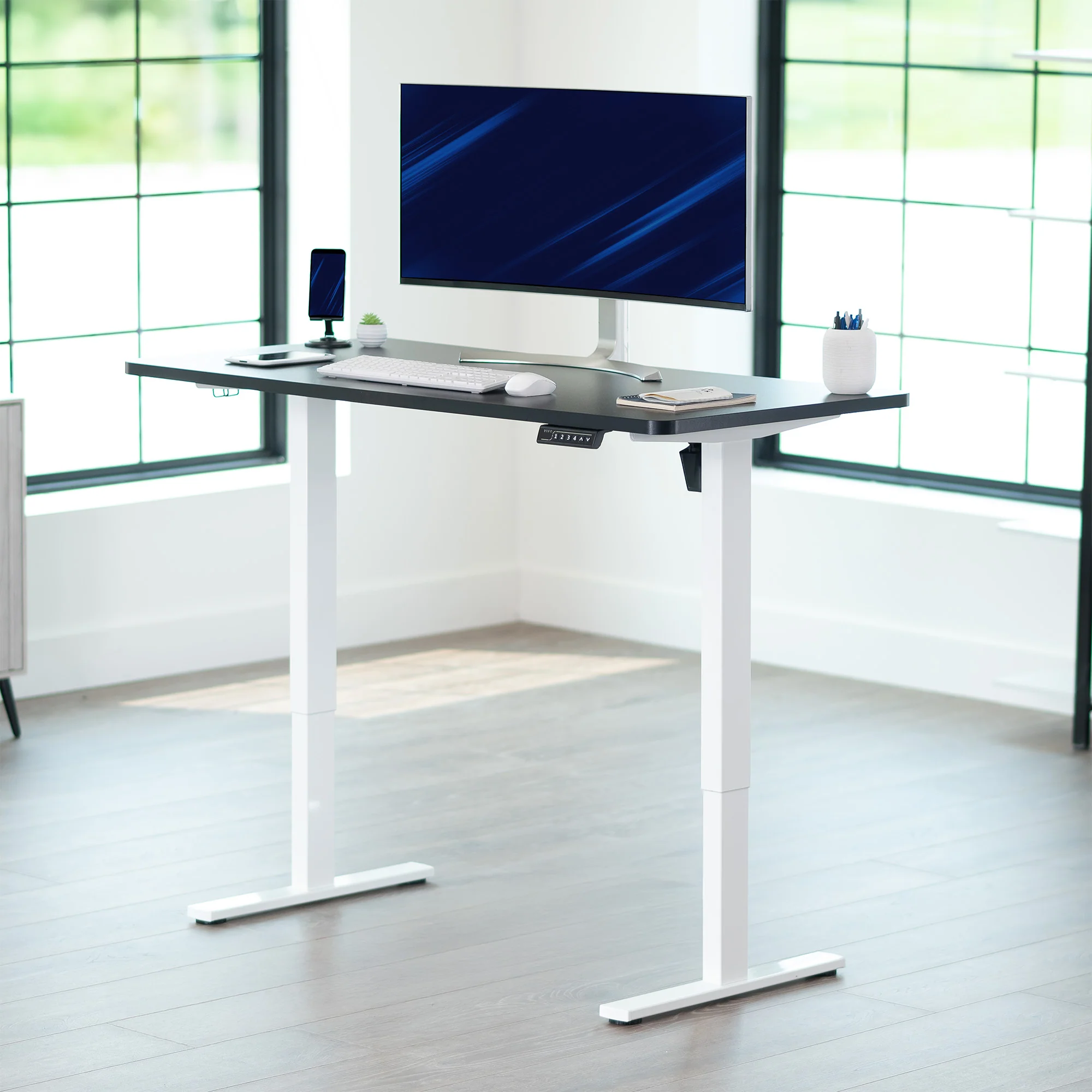 1B Solid Top Series - Single Motor Electric Desk with Push Button Memory Controller - Image 103
