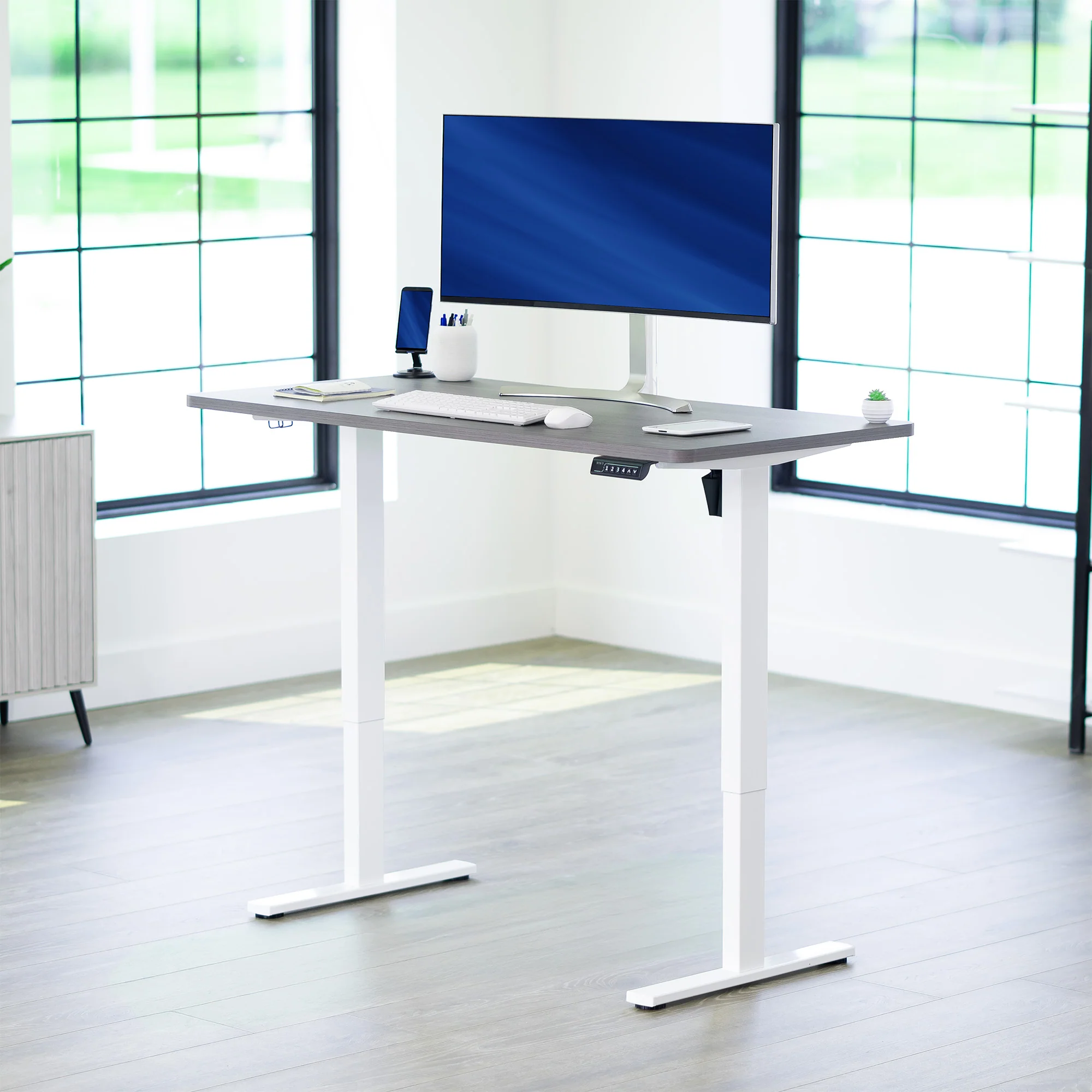 1B Solid Top Series - Single Motor Electric Desk with Push Button Memory Controller - Image 109