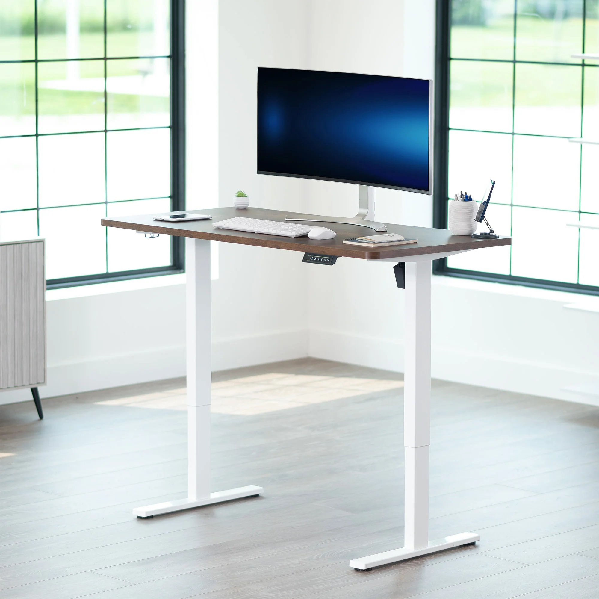 1B Solid Top Series - Single Motor Electric Desk with Push Button Memory Controller - Image 111