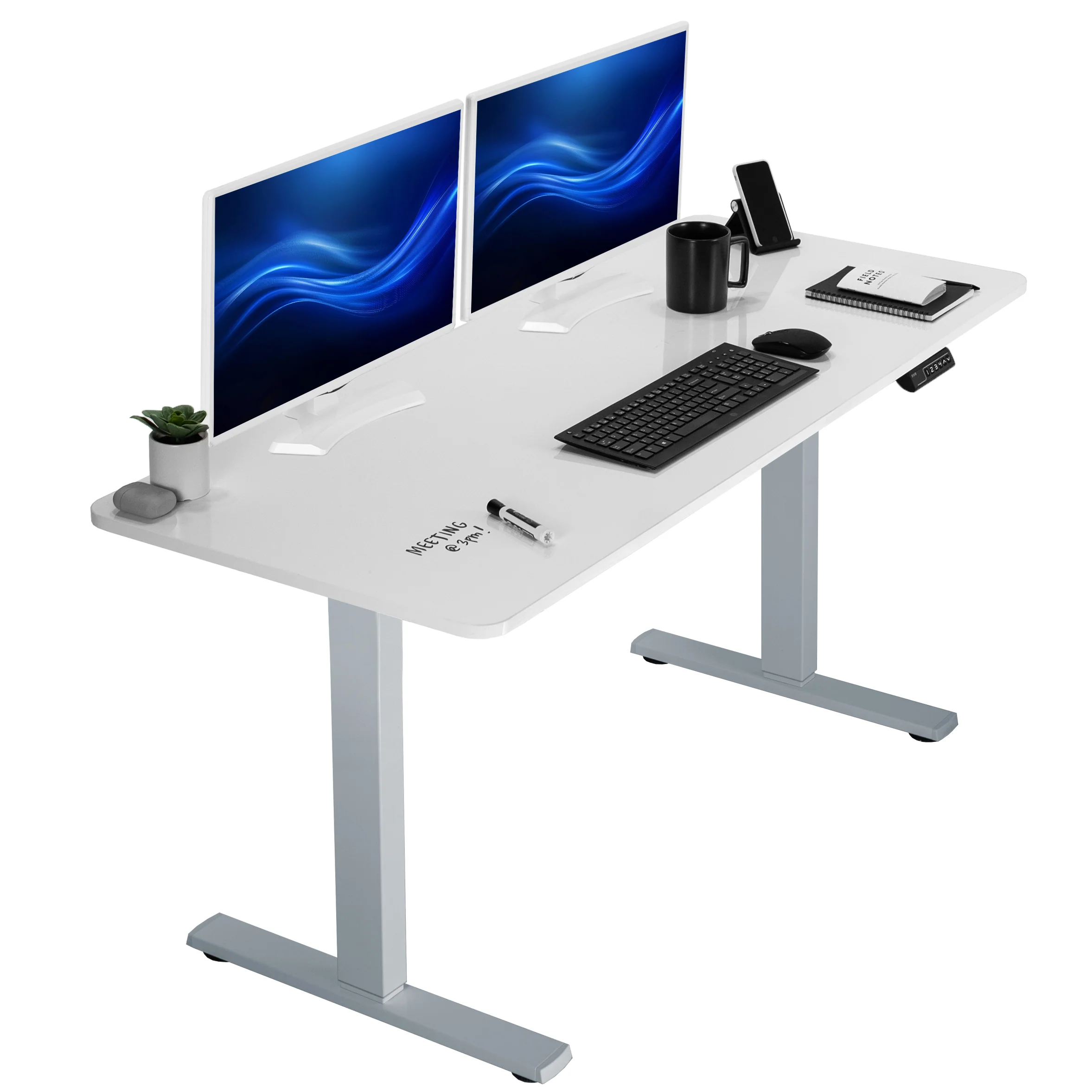 1B Solid Top Series - Single Motor Electric Desk with Push Button Memory Controller - Image 45