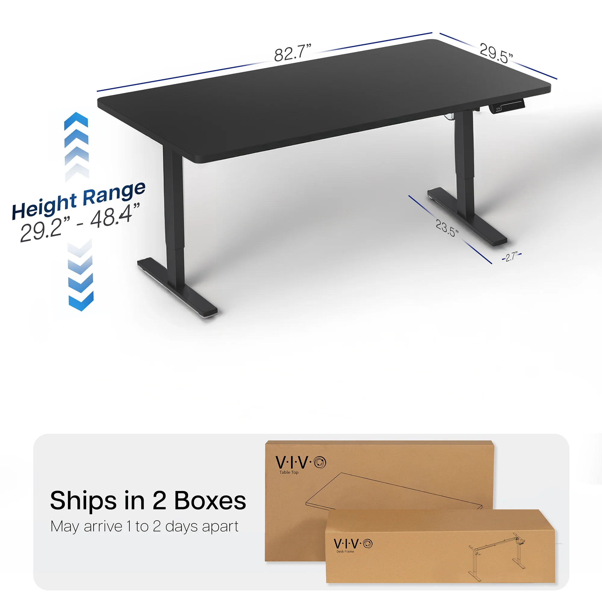 1B Split Top Series - Single Motor Electric Desk with Push Button Memory Controller - Image 190