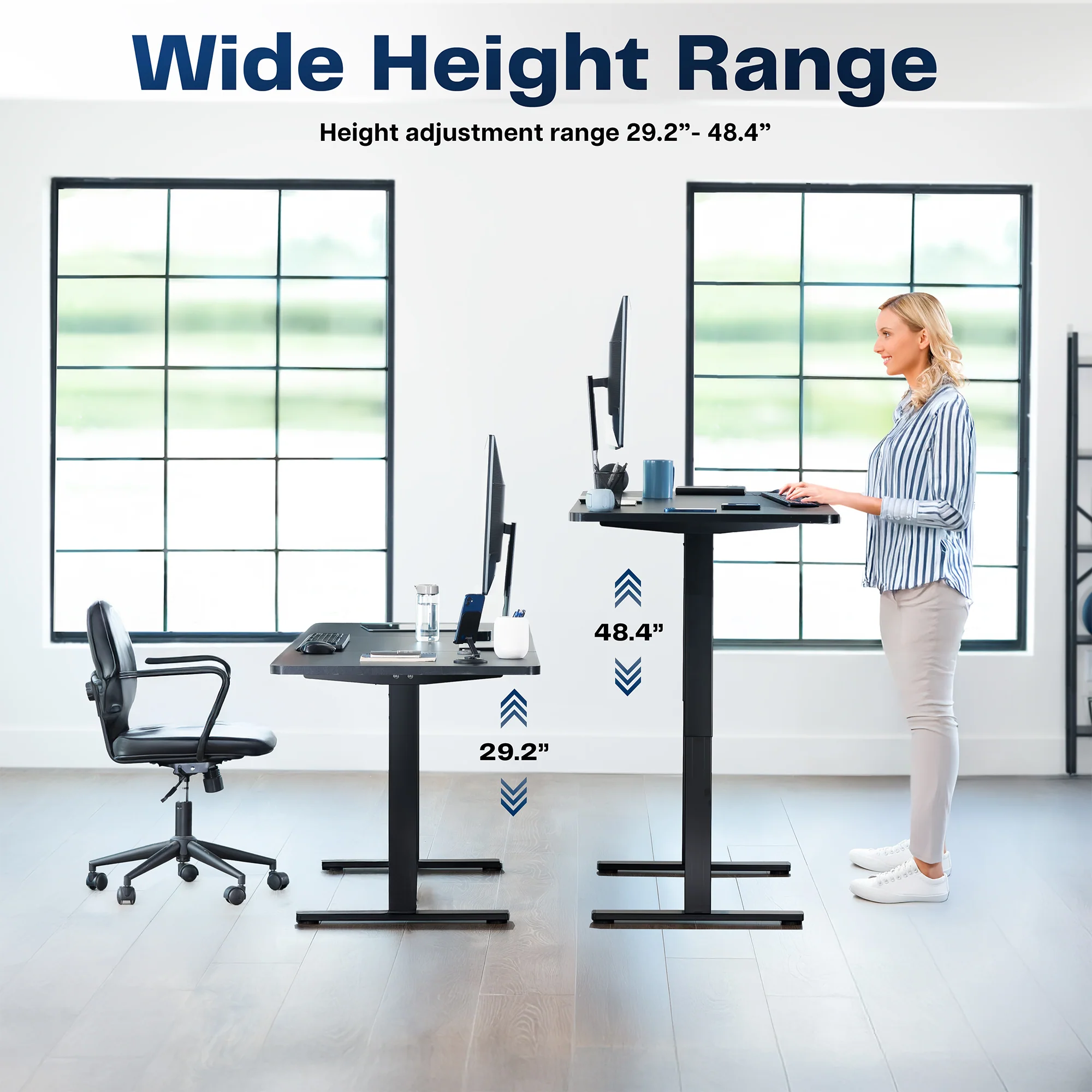 1B Split Top Series - Single Motor Electric Desk with Push Button Memory Controller - Image 193