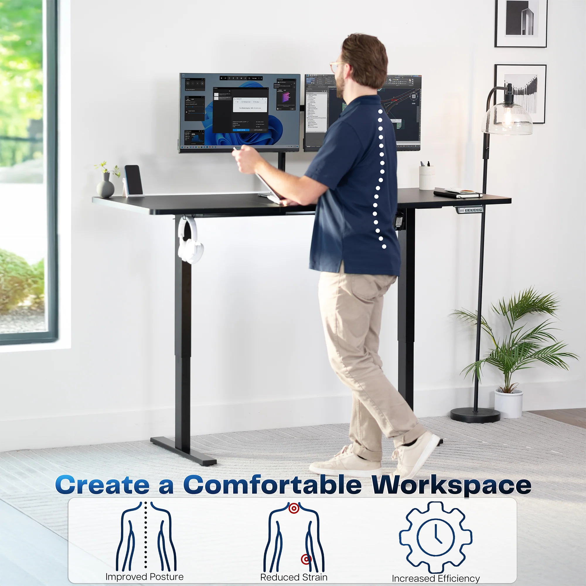 1B Split Top Series - Single Motor Electric Desk with Push Button Memory Controller - Image 72