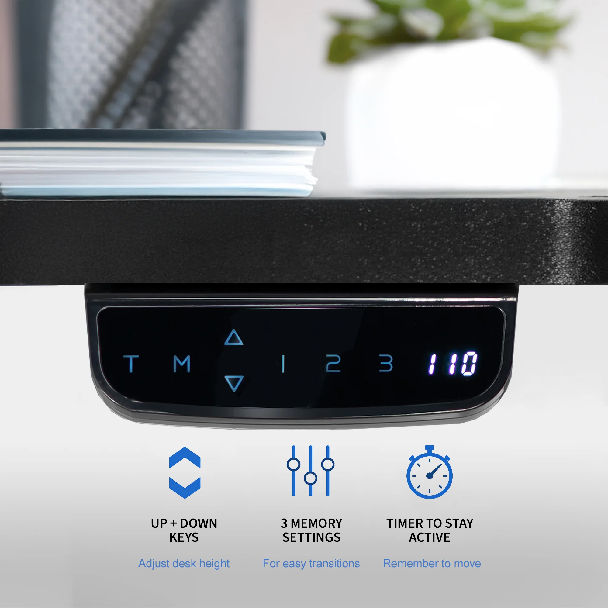 2E Series - 63" x 32" Electric Desk with Touch Screen Memory Controller - Image 7