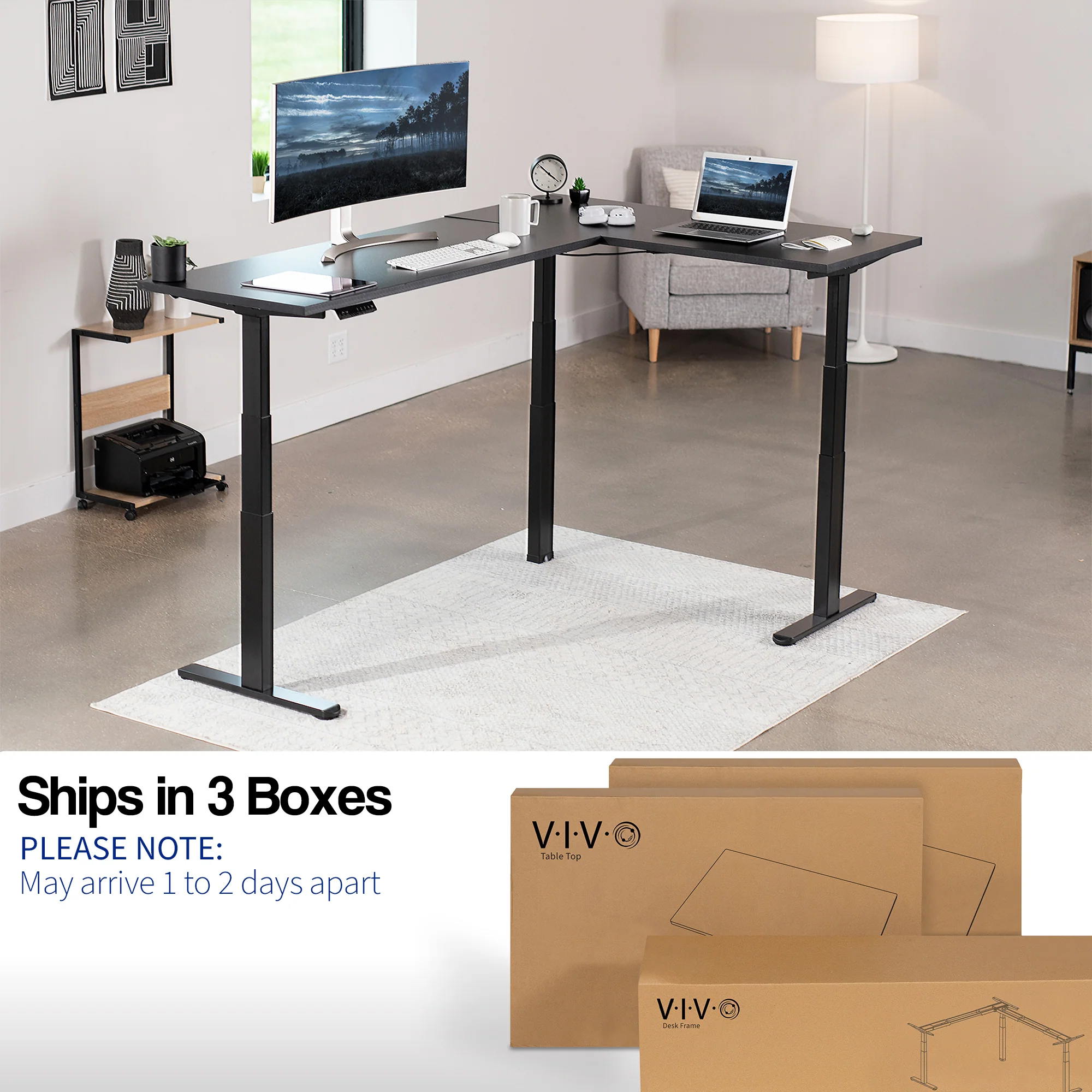 3E Series - Triple Motor Corner Electric Desk - Image 3