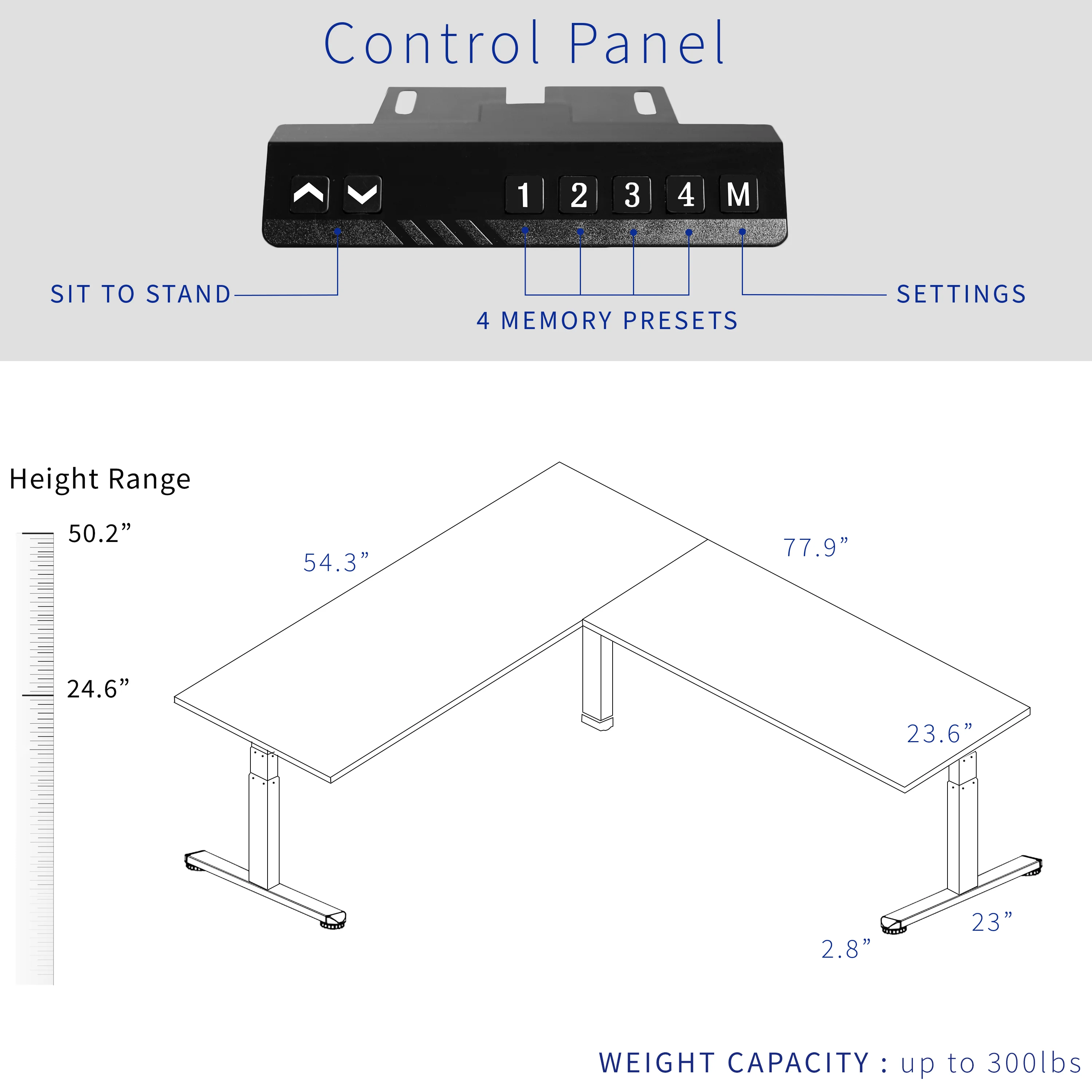 3E Series - Triple Motor Corner Electric Desk - Image 6