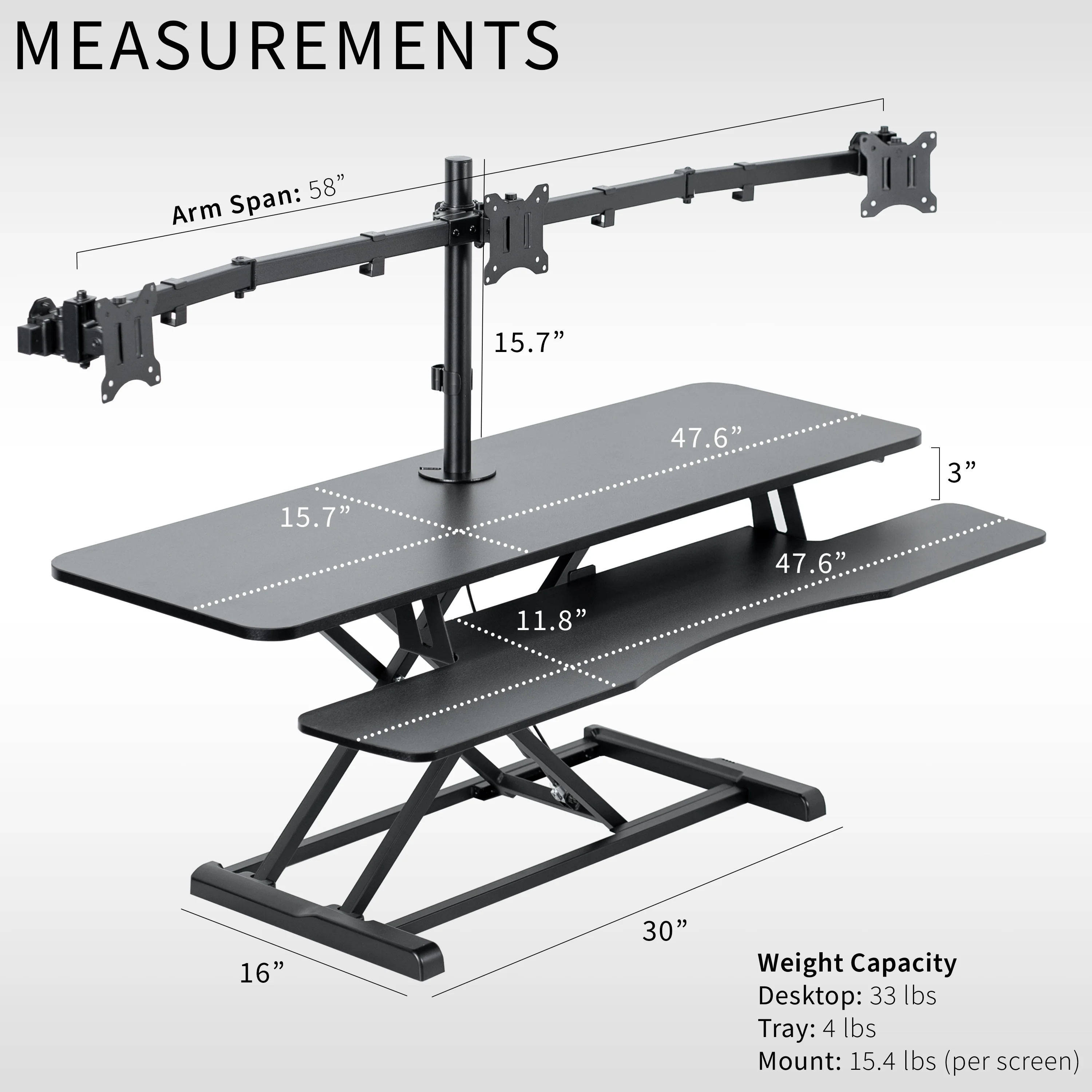 Extra Large Desk Riser with Triple Monitor Mount - Image 3