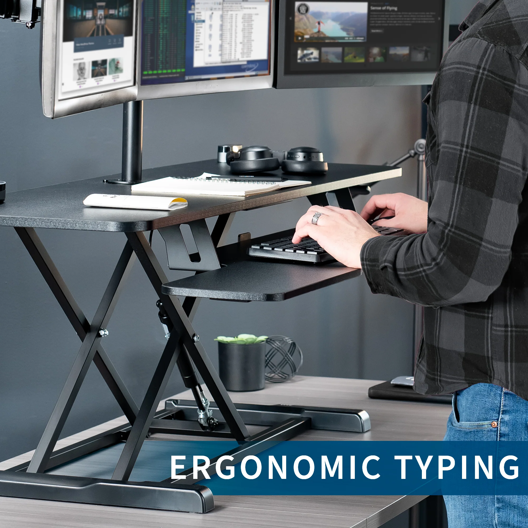 Extra Large Desk Riser with Triple Monitor Mount - Image 6