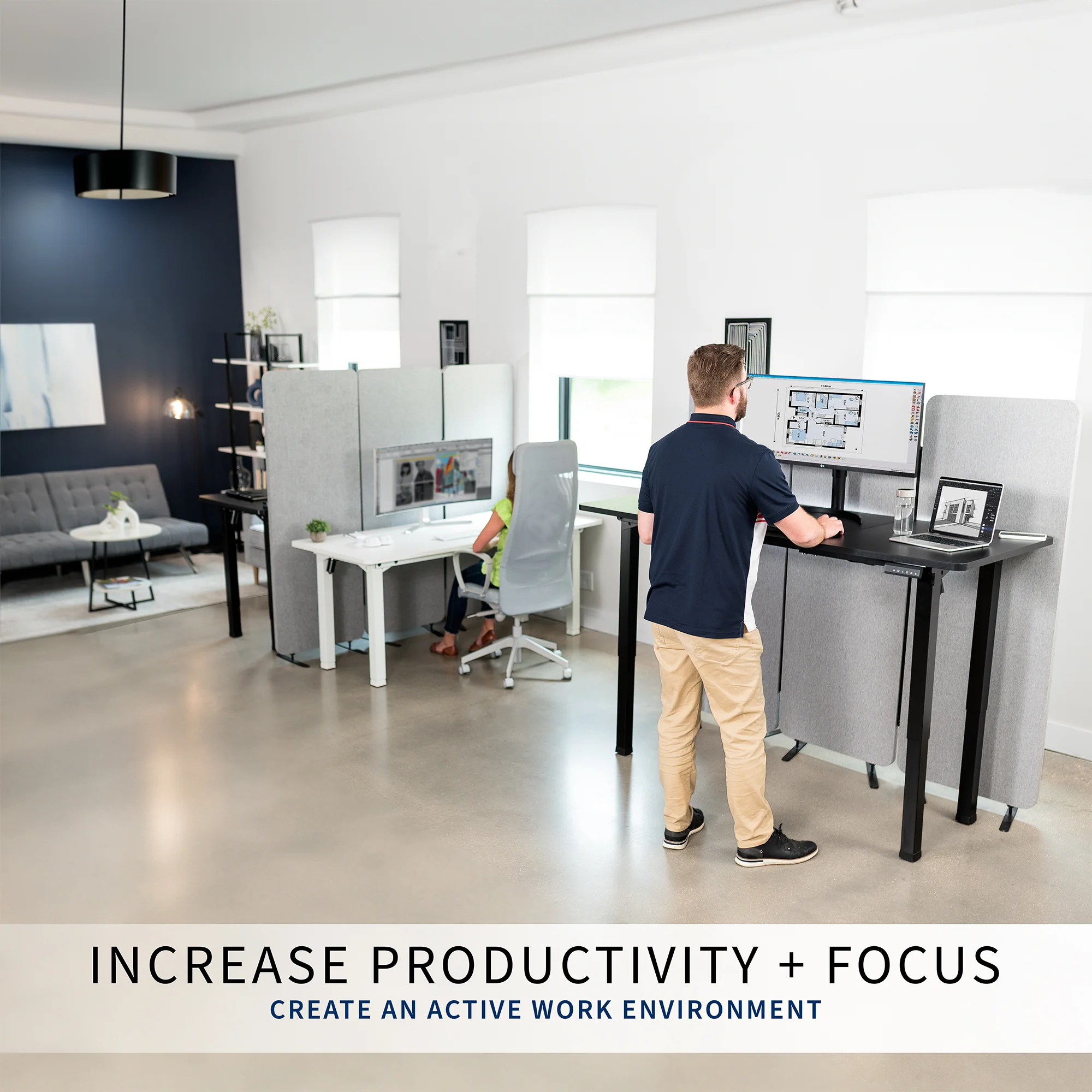 E4 Series - 71" x 30" Dual Motor Electric 4-Leg Desk - Image 9