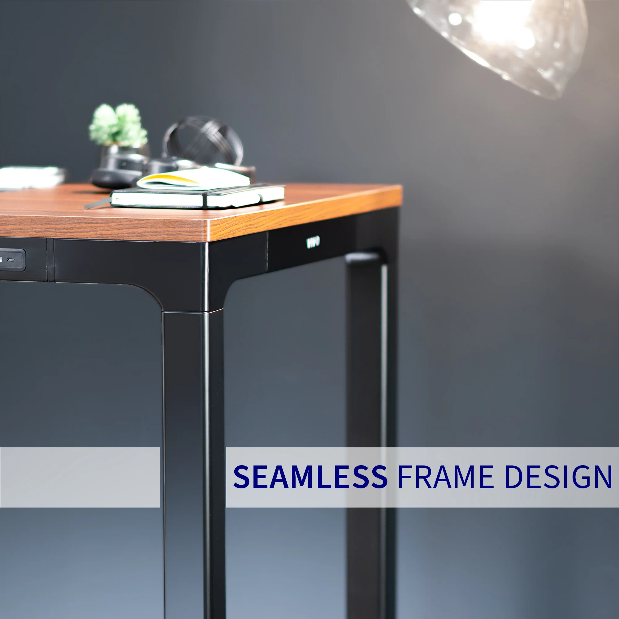 Dark Walnut / Black 71" x 30" Quad Motor Electric 4-Leg Desk - Image 9