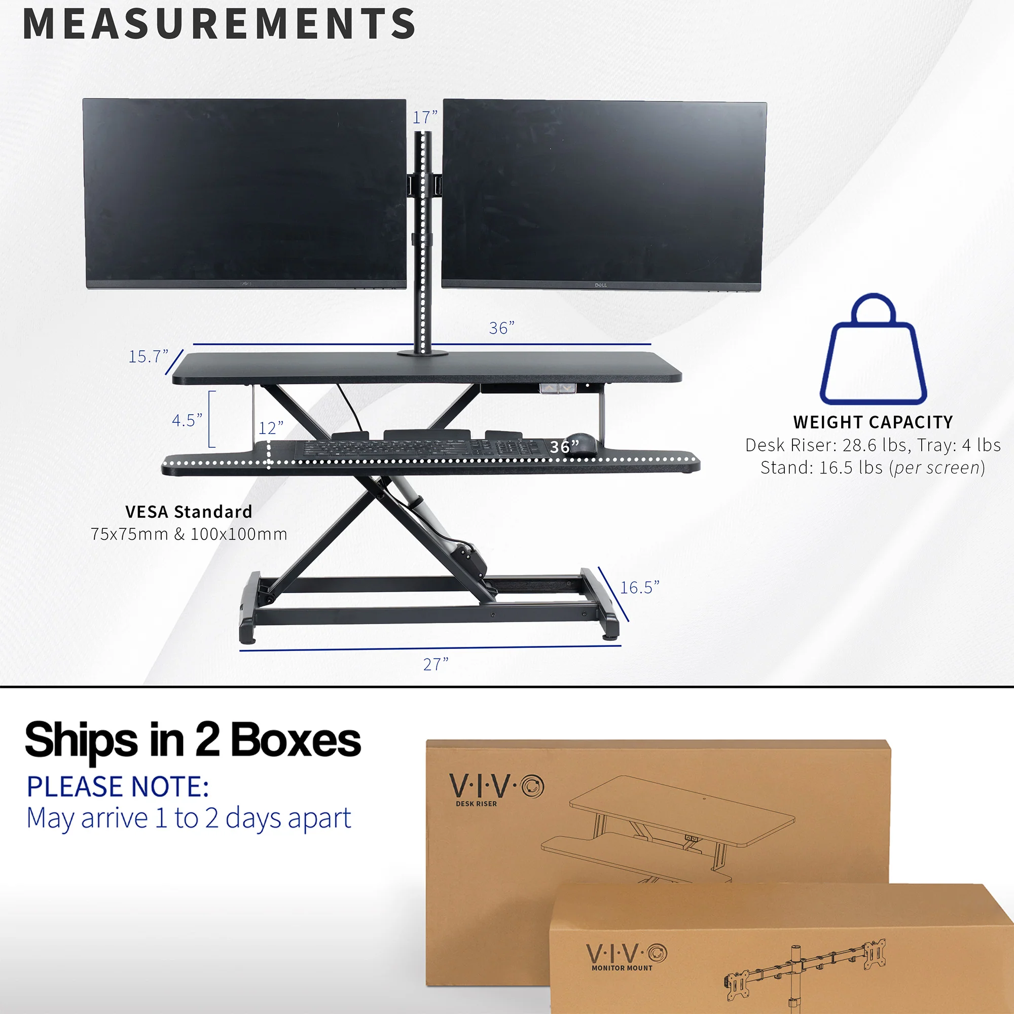 Electric Standing Desk Converter with Dual Monitor Mount - Image 3