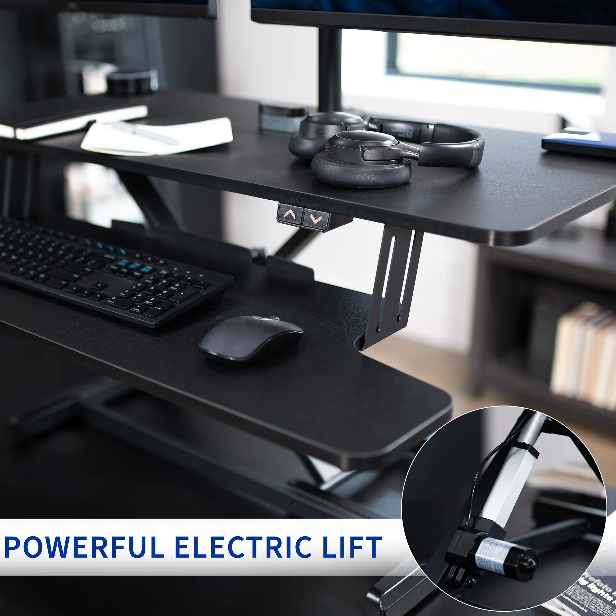 Electric Standing Desk Converter with Dual Monitor Mount - Image 5