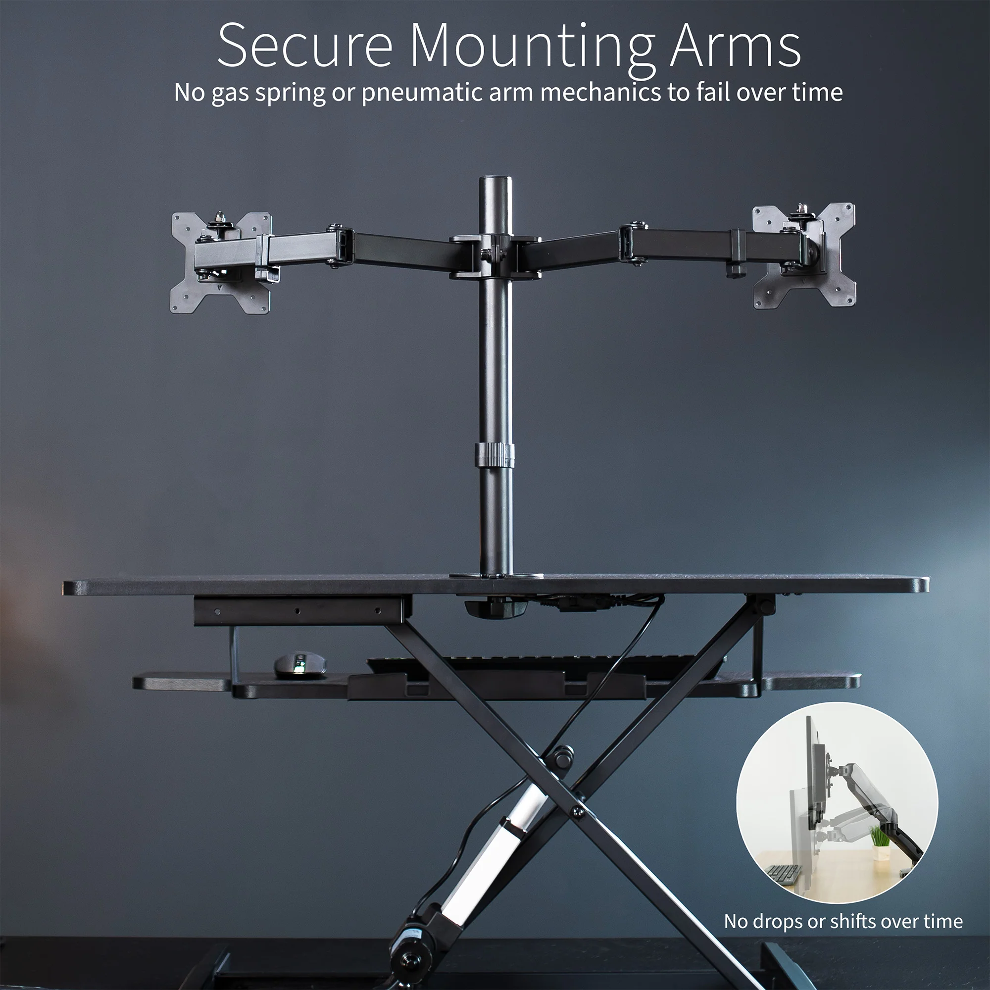 Electric Standing Desk Converter with Dual Monitor Mount - Image 7