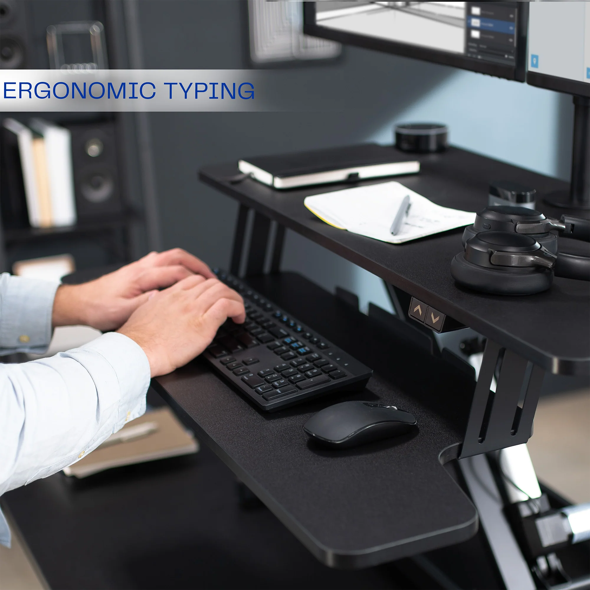 Electric Standing Desk Converter with Dual Monitor Mount - Image 8