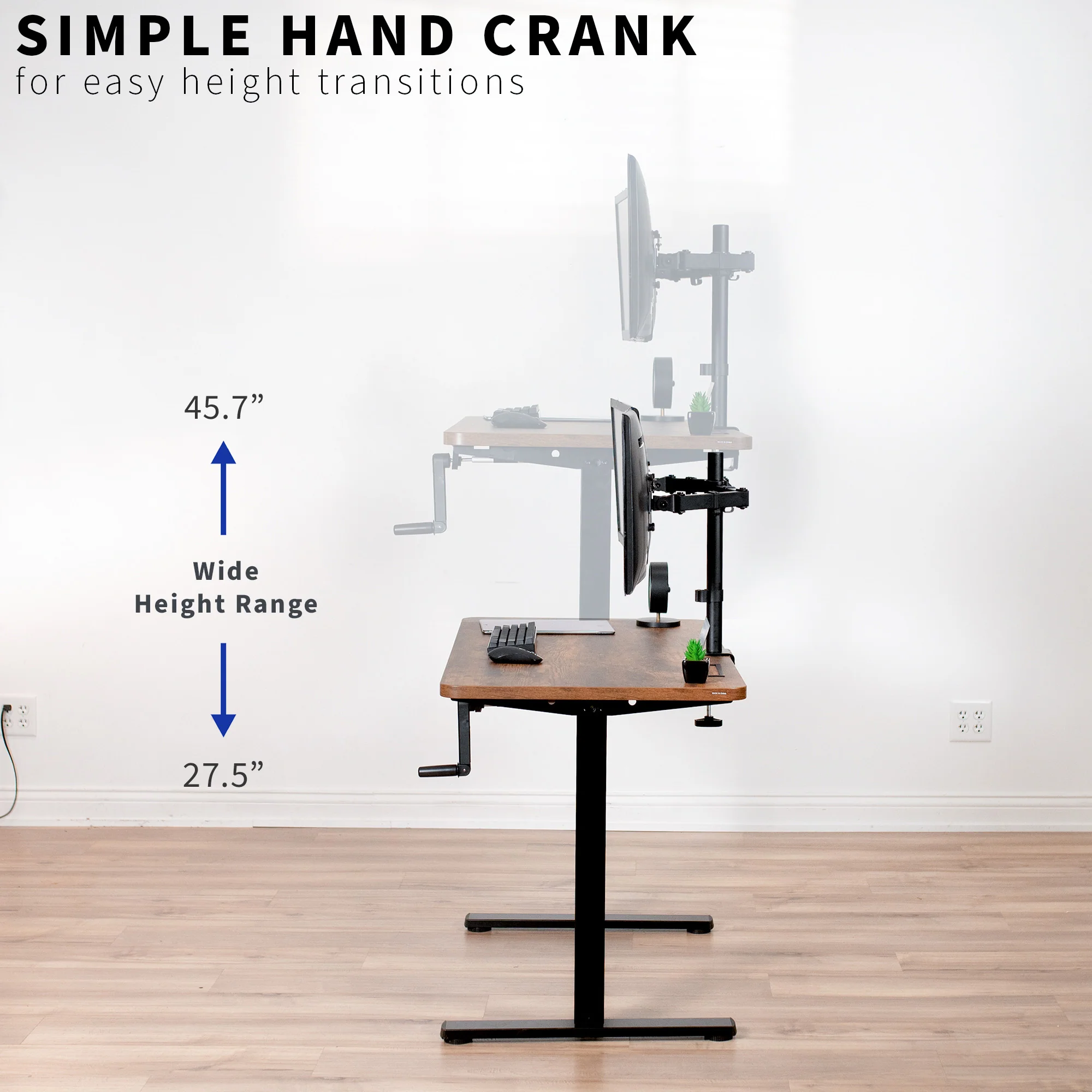 Compact Crank Height Adjustable Desk Frame - Image 4