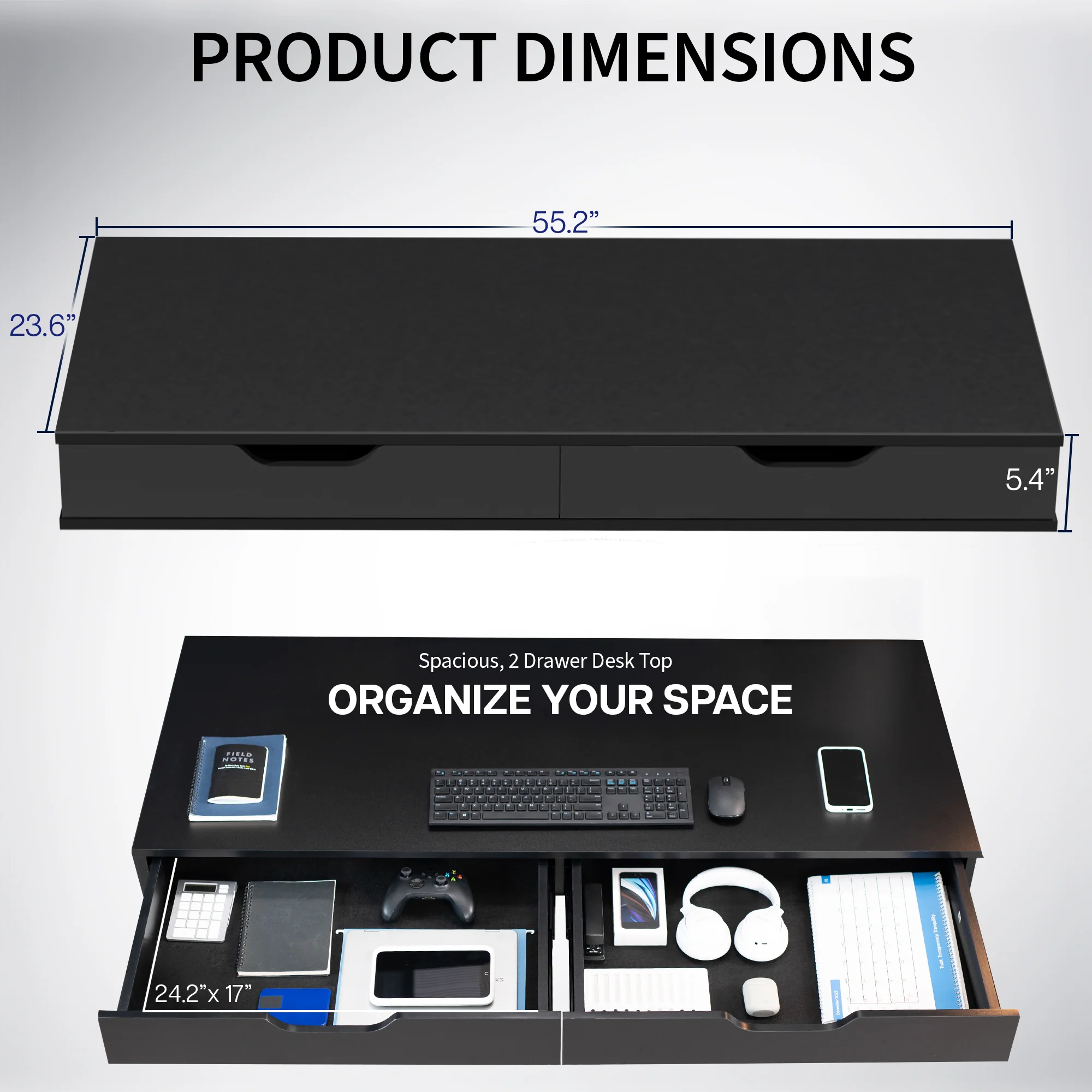 55" x 24" Table Top with Storage & Built-in Power Strip - Image 4
