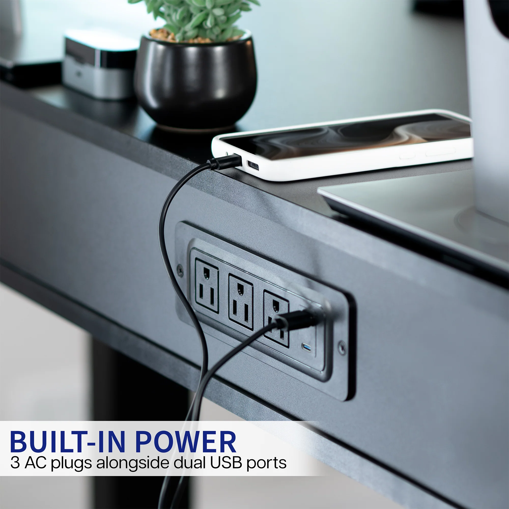 55" x 24" Table Top with Storage & Built-in Power Strip - Image 5