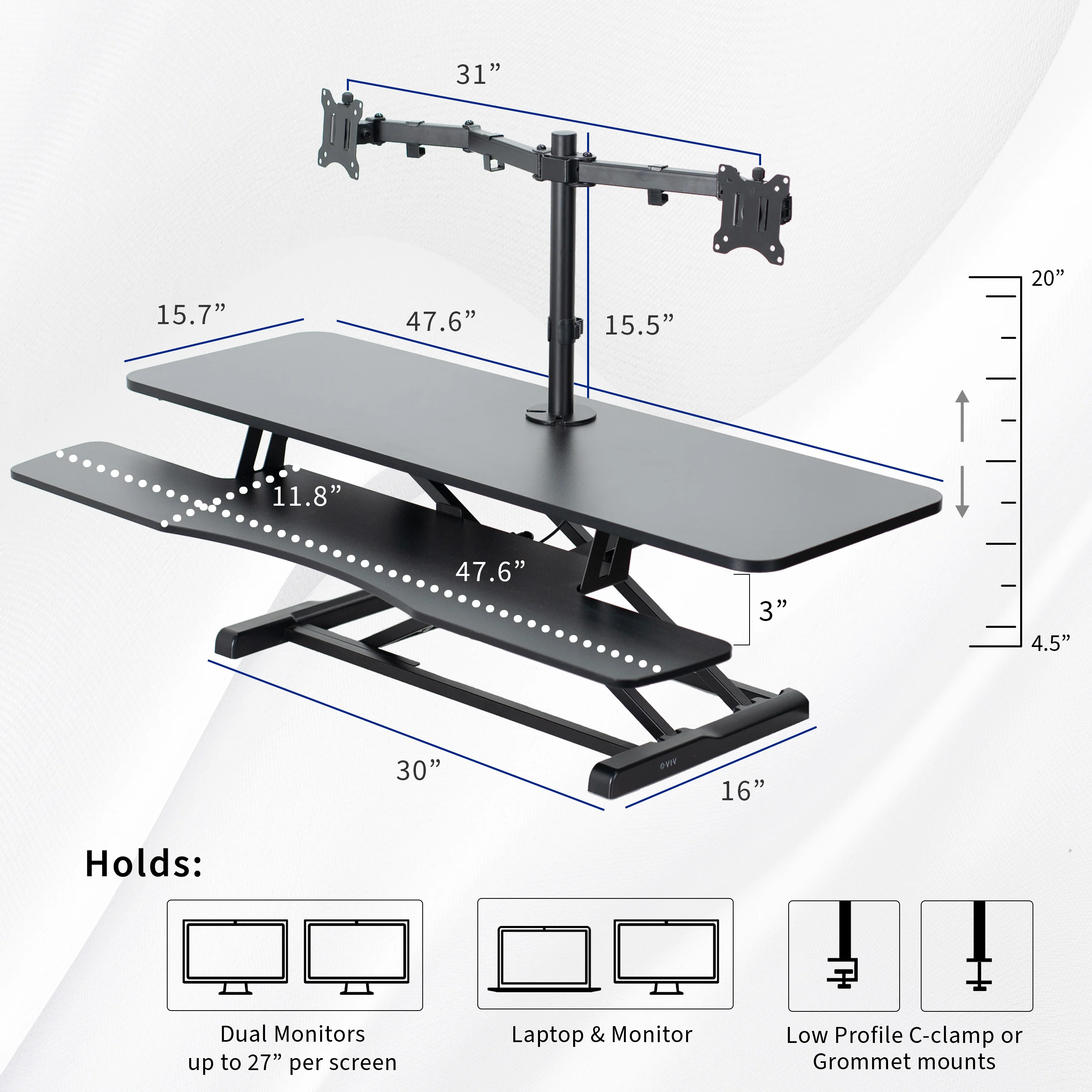 Standing Desk Converter with Dual Monitor Mount - Image 25