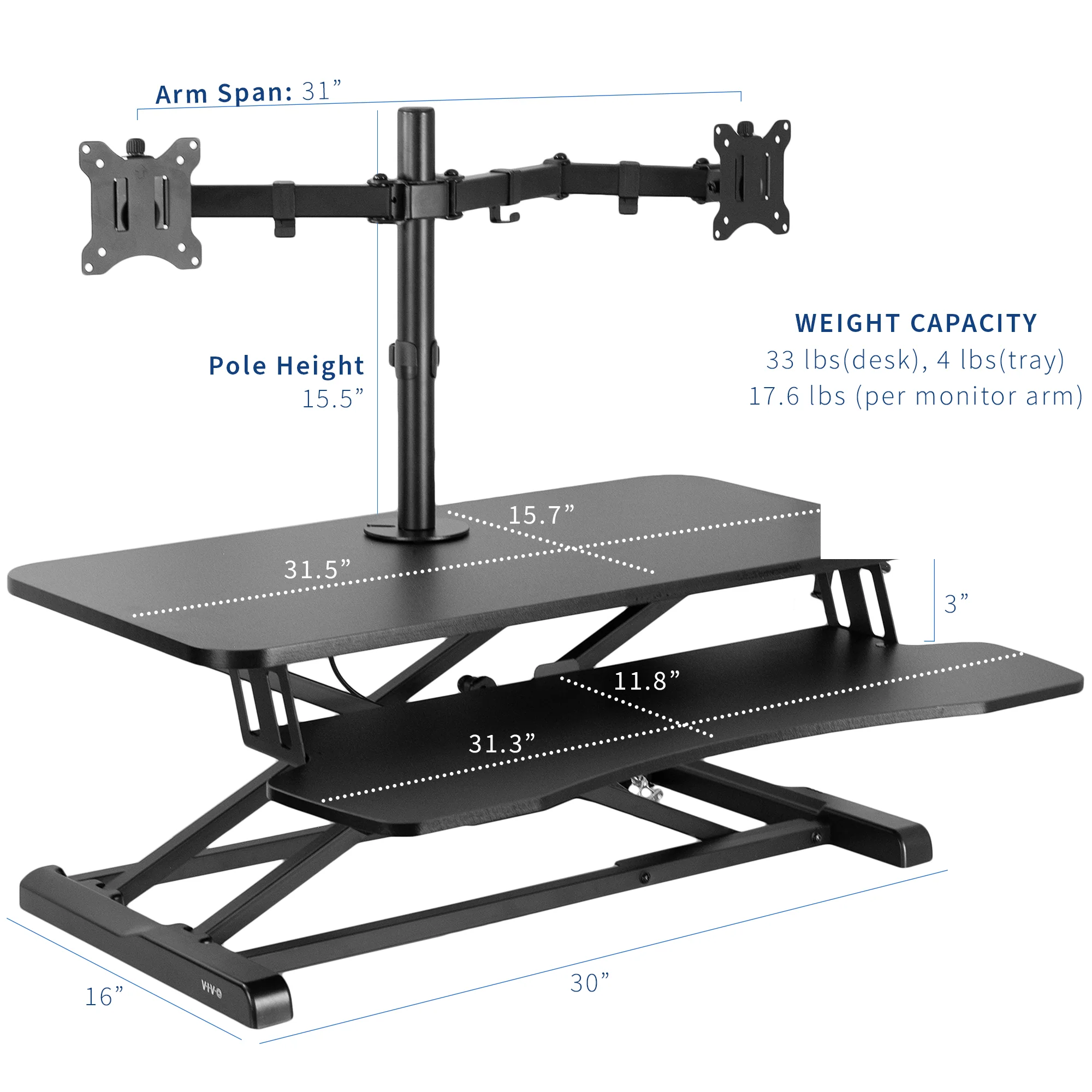 Standing Desk Converter with Dual Monitor Mount - Image 5
