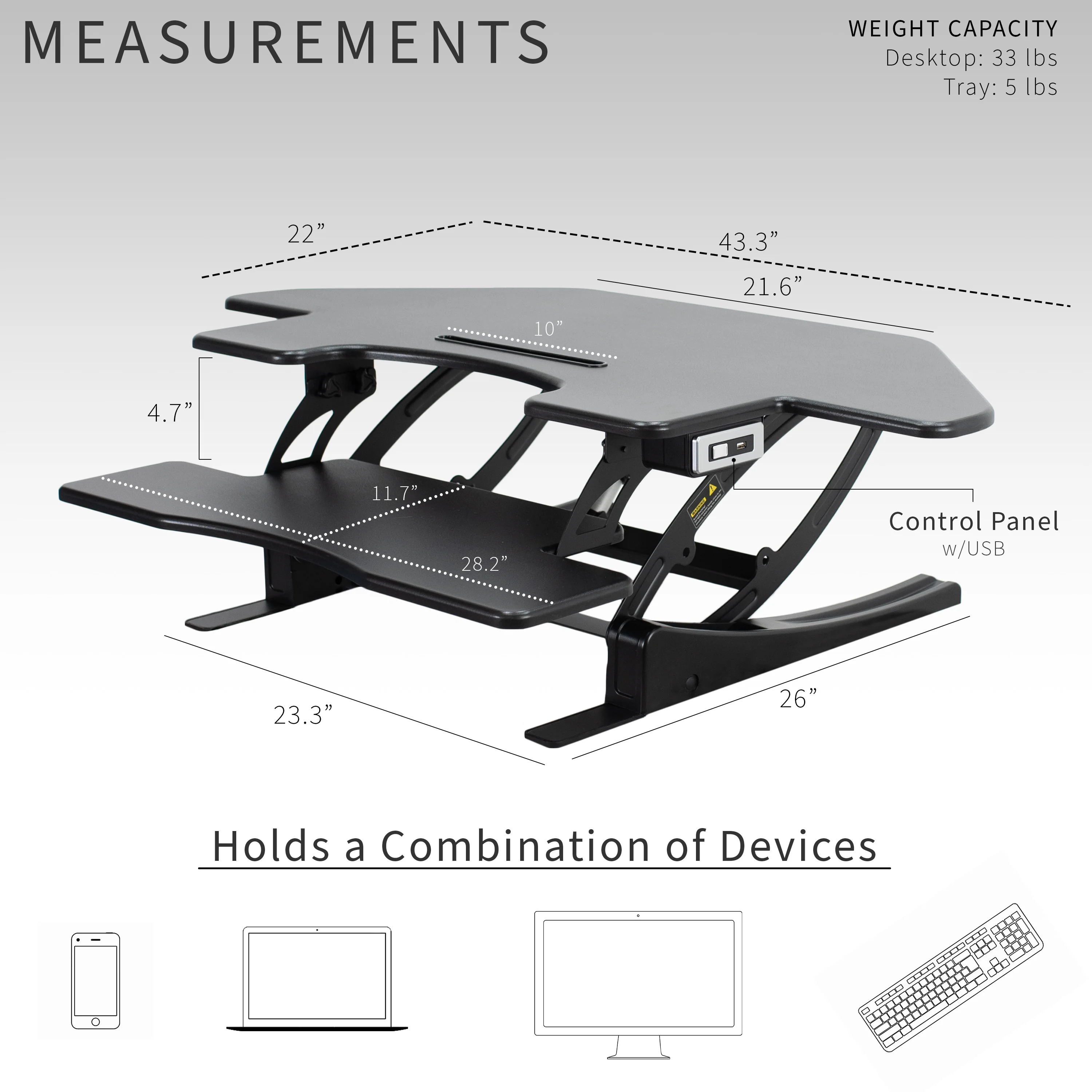 43" Electric Standing Desk Converter - Image 3