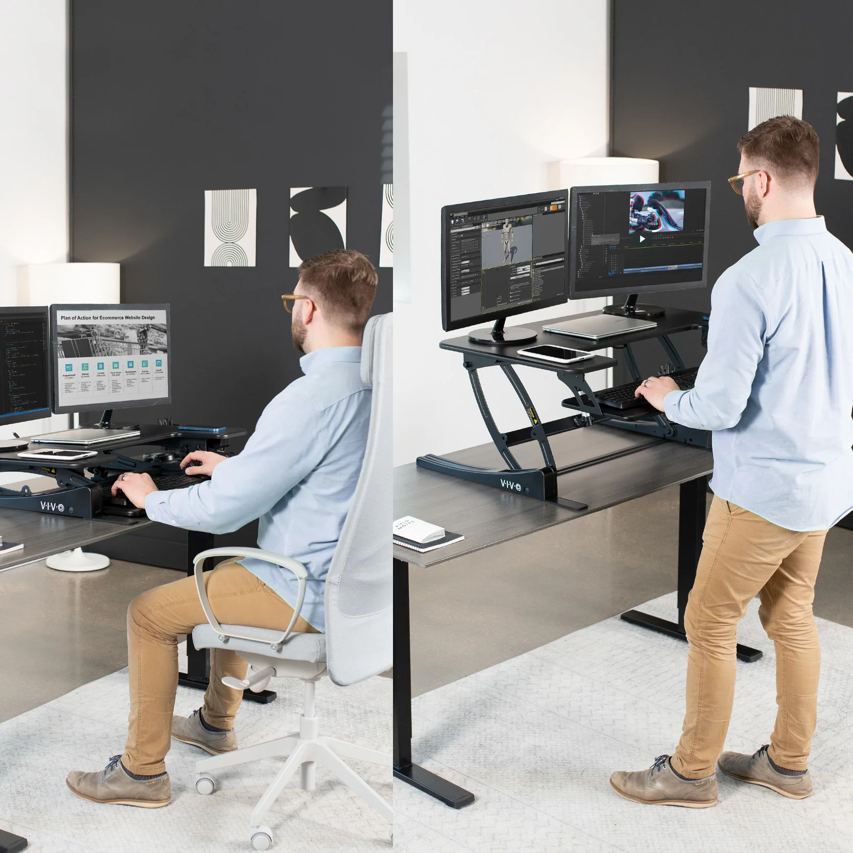 42" Electric Standing Desk Converter - Image 3