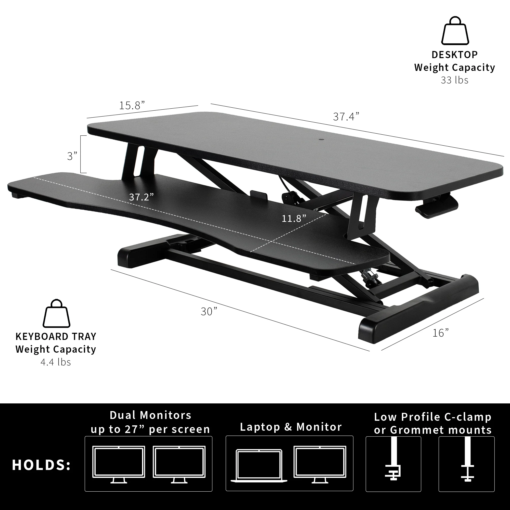 37" Standing Desk Converter - Image 3