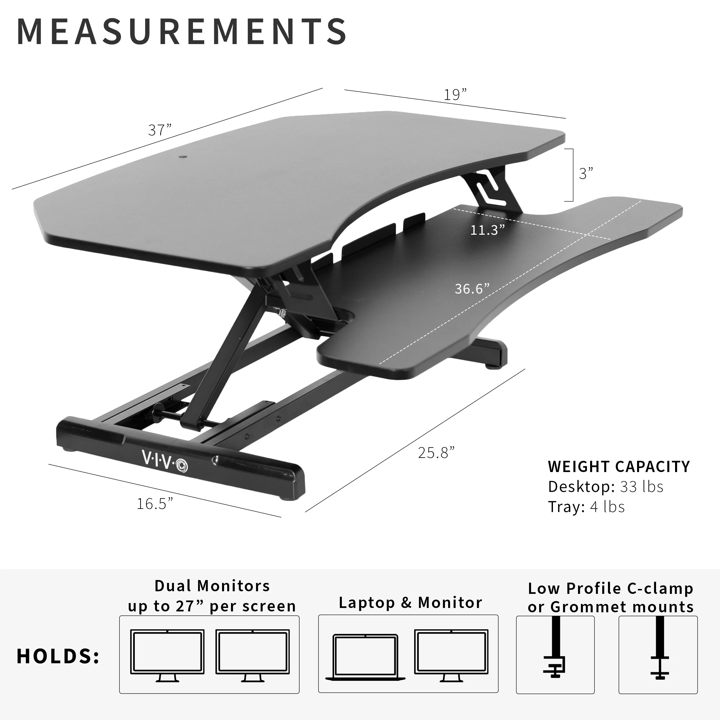 37" Corner Standing Desk Converter - Image 3