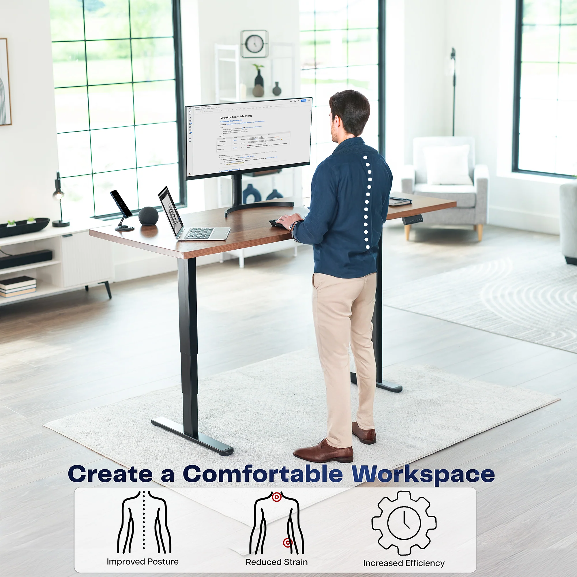 Electric Dual Motor Desk Frame with Push Button Memory Controller - Image 8