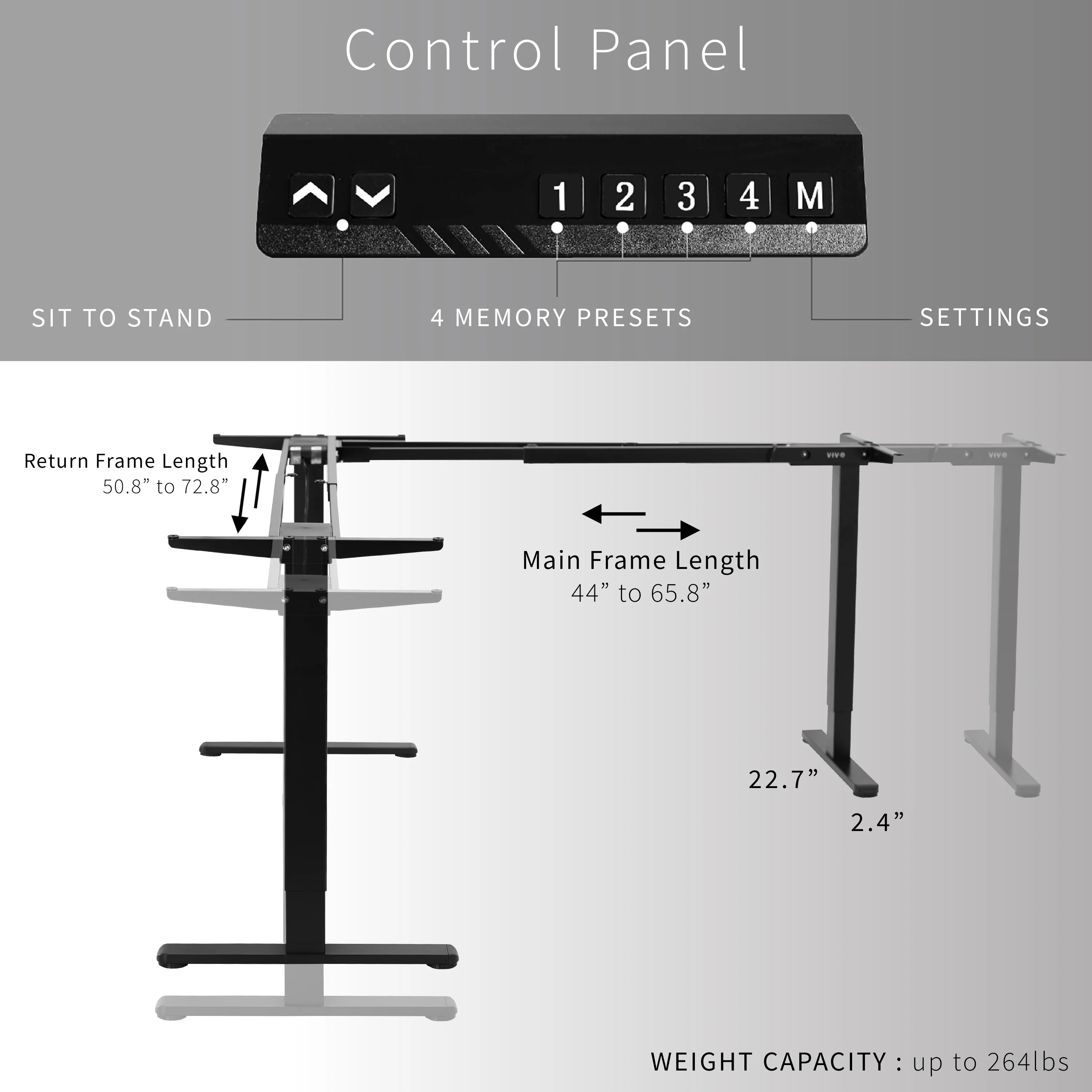 Electric Multi Motor Corner Desk Frame with Memory Controller - Image 4