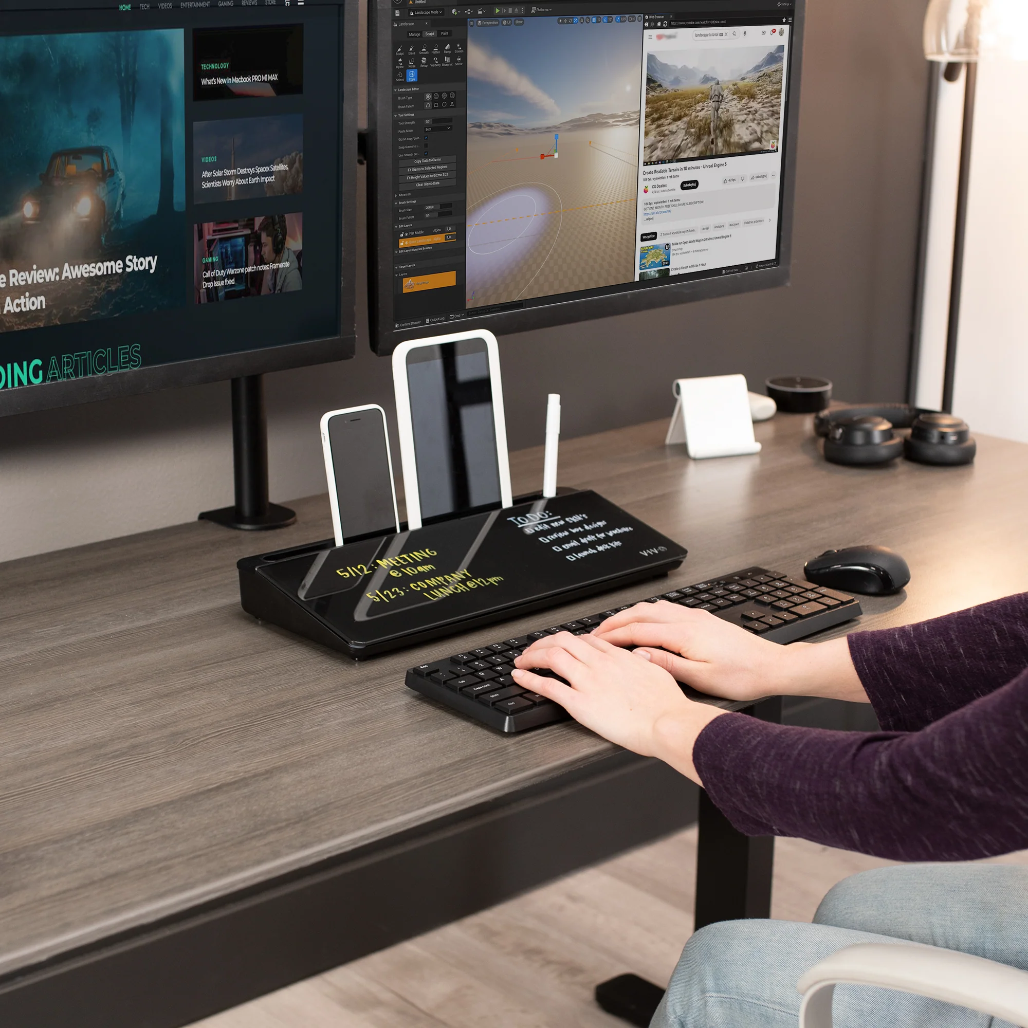 Glass 16" x 7" Desktop Whiteboard with Storage - Image 15