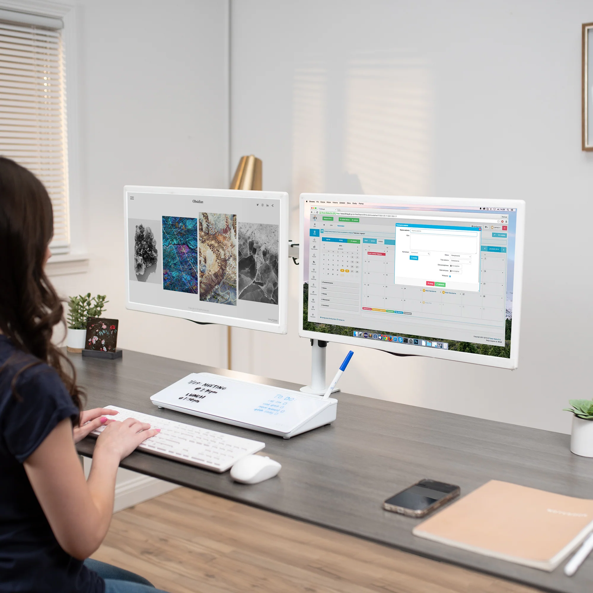 Glass 16" x 7" Desktop Whiteboard with Storage - Image 5