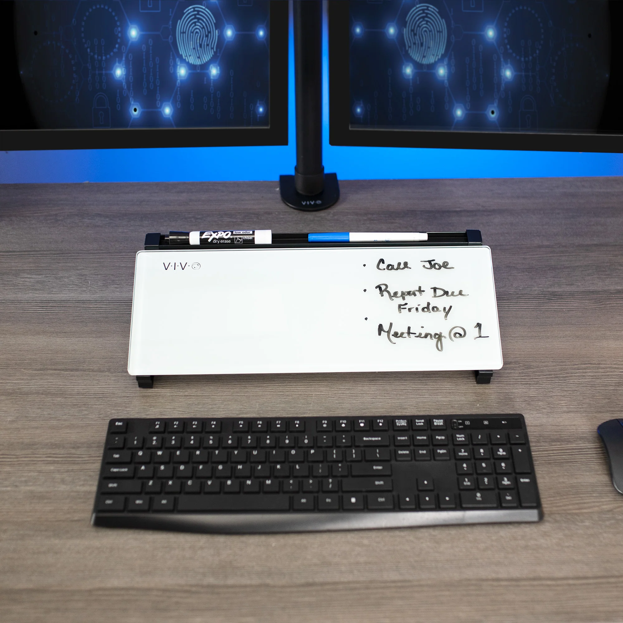 Small Glass 16" x 7" Desktop Whiteboard with Open Storage - Image 5