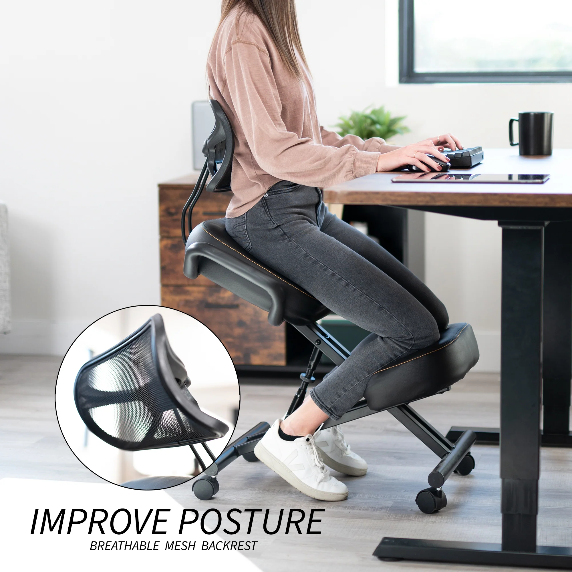 Adjustable Ergonomic Kneeling Chair with Back Support - Image 4