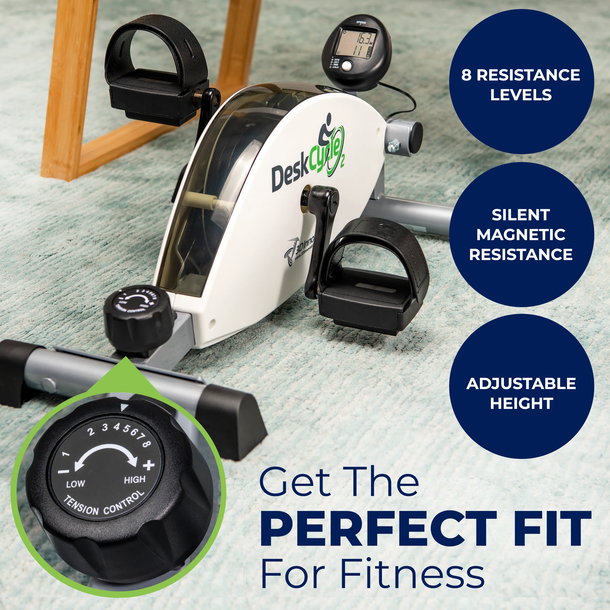 DeskCycle by VIVO Adjustable Under Desk Bike Pedal Exerciser - Image 7