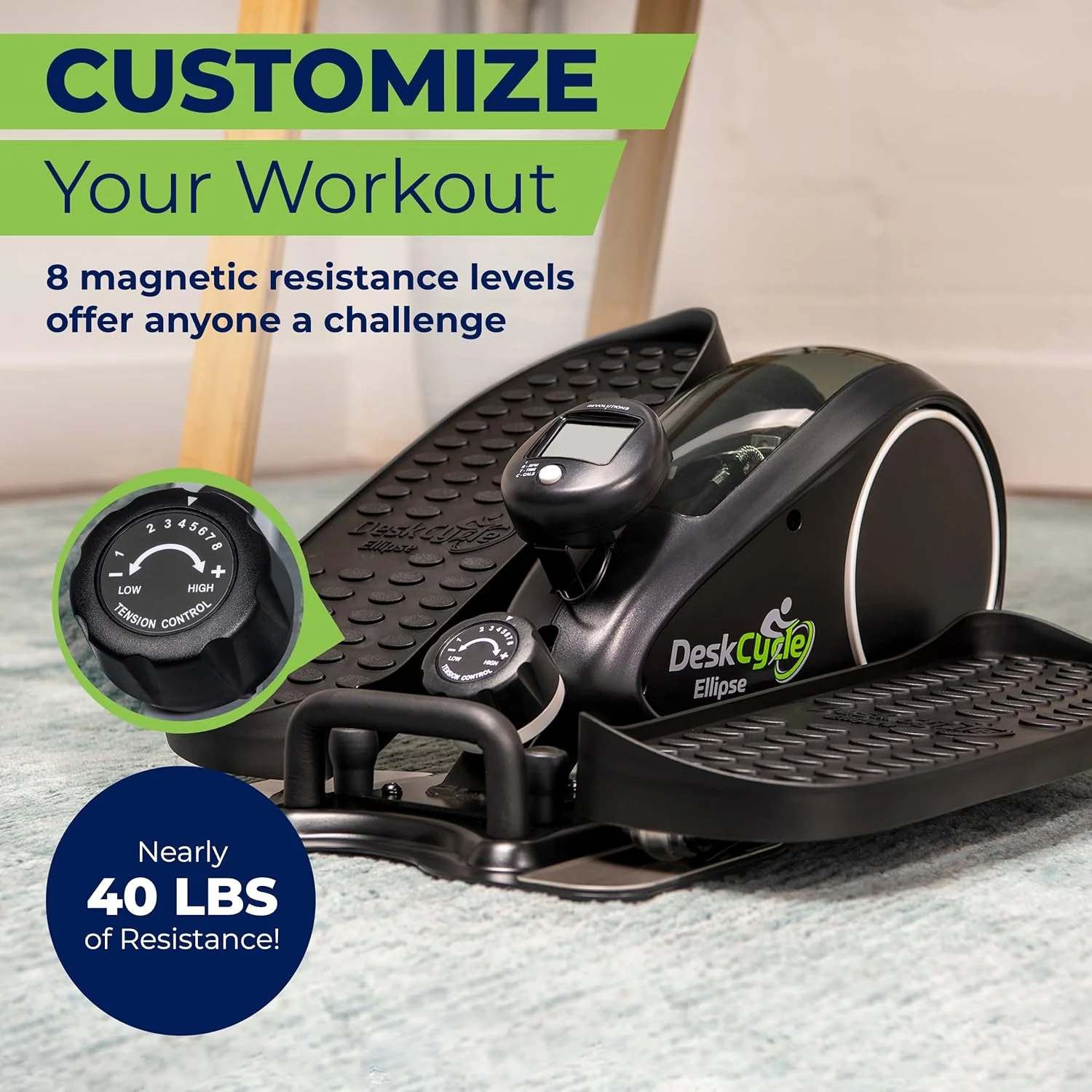 DeskCycle by VIVO Under Desk Elliptical Leg Exerciser - Image 3