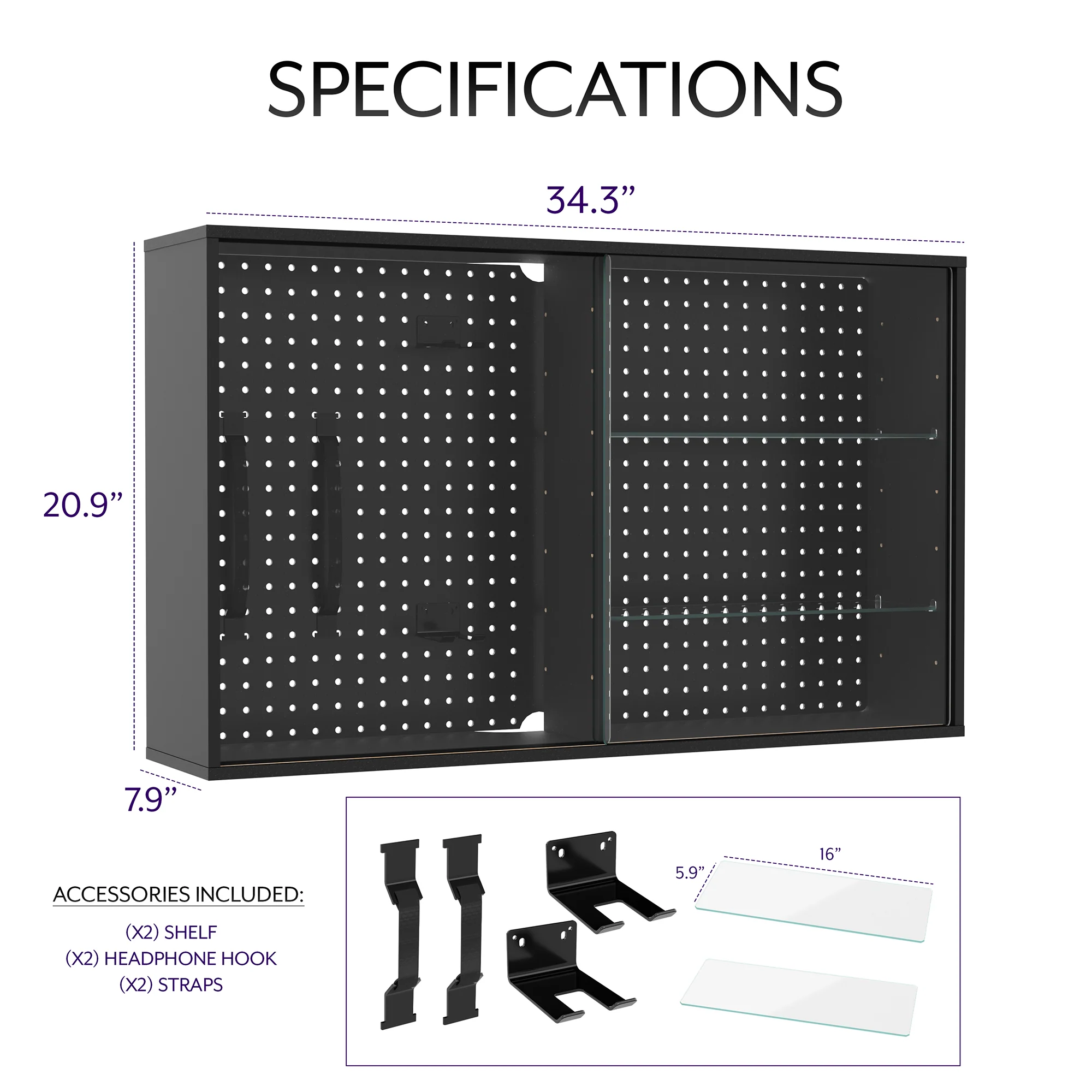 Life Finds by VIVO Pegboard Cabinet with Glass Door - Image 4