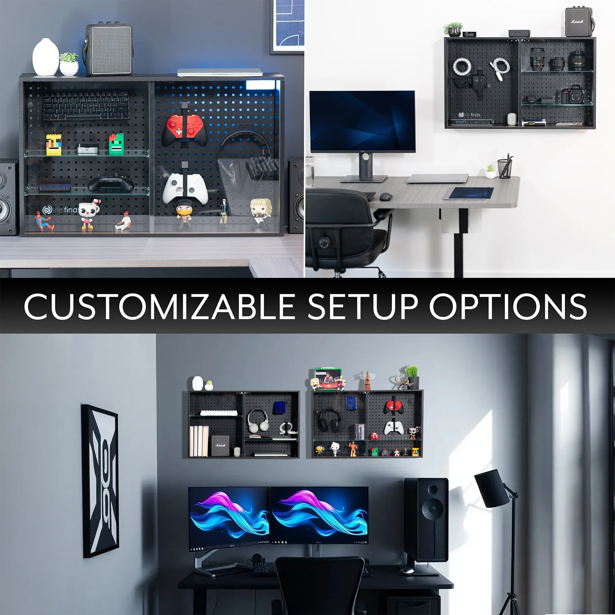 Life Finds by VIVO Pegboard Cabinet with Glass Door - Image 9